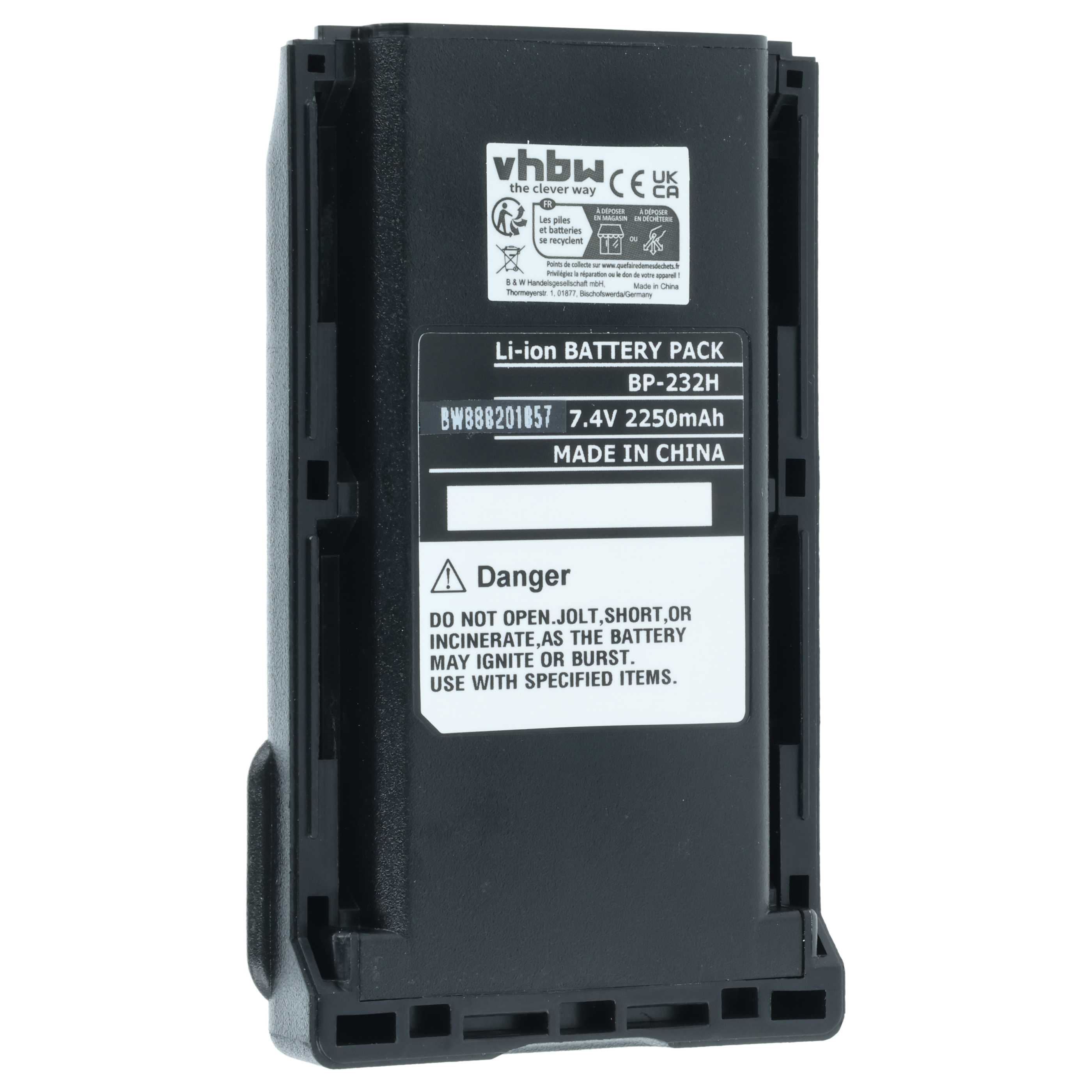 Radio 2x Battery replaces Icom BJ-2000, BP-232, BP-231, BP-231N, BP-230, BP-230N - 2250 mAh 7.2 V Li-Ion