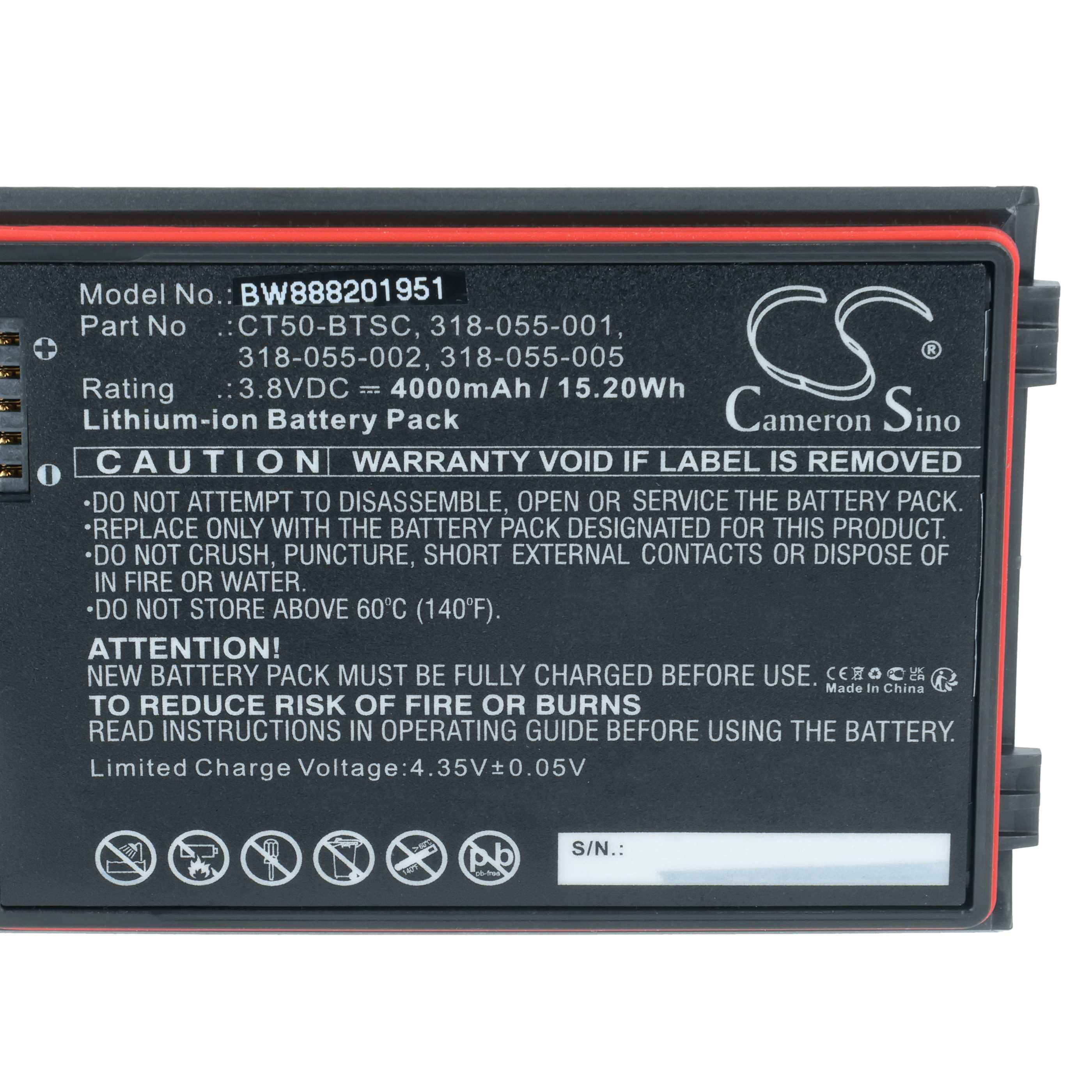 Handheld Computer Battery replaces Dolphin 318-055-001, CT50-BTSC, 318-055-002 - 4000mAh, 3.8V