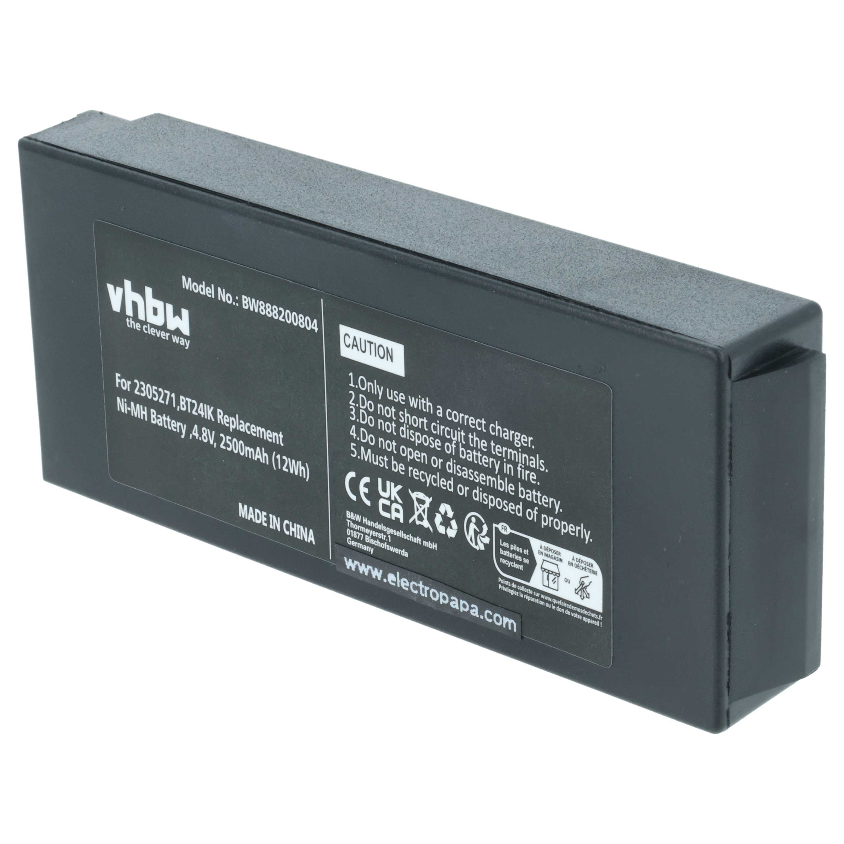 Battery as Replacement for Danfoss 2305271, BT24IK Remote Control - 2500 mAh 4.8 V NiMH
