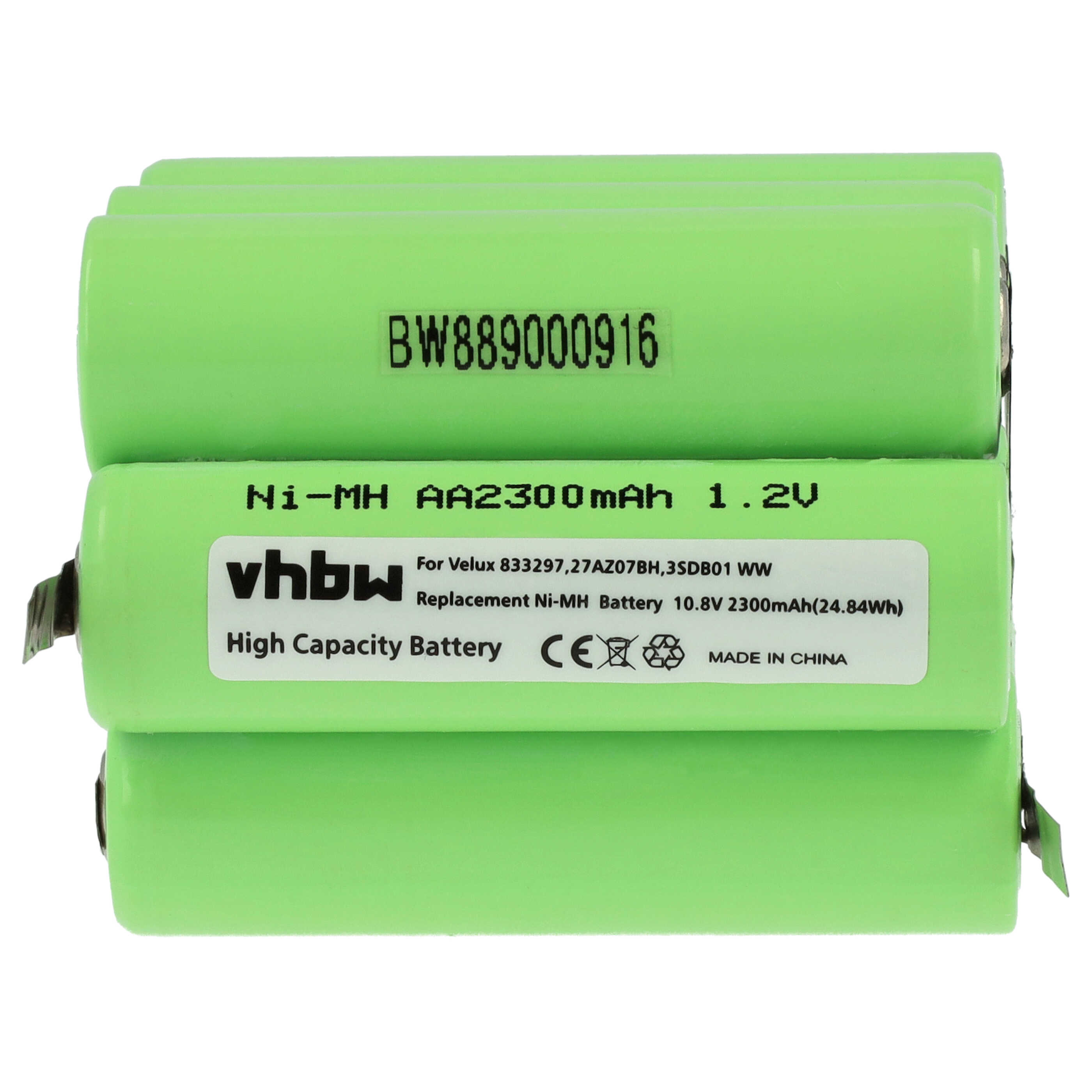 Akumulator do rolet / żaluzji dachowych zamiennik 833297, 27AZ07BH, 3SD B01 WW - 2300 mAh 10,8 V NiMH