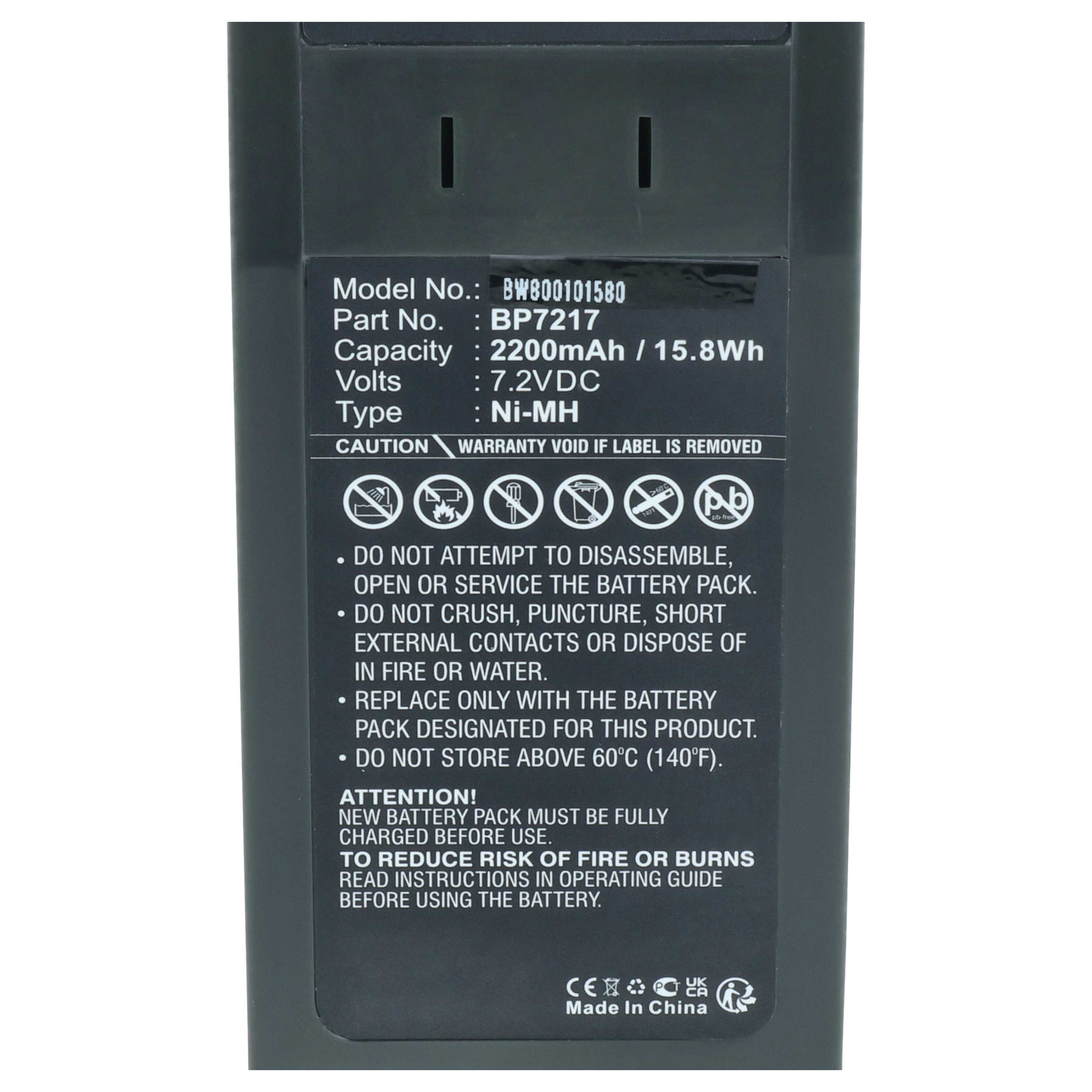 Batería reemplaza Fluke BP7217 para dispositivo medición (2200 mAh, 7,2 V, NiMH)