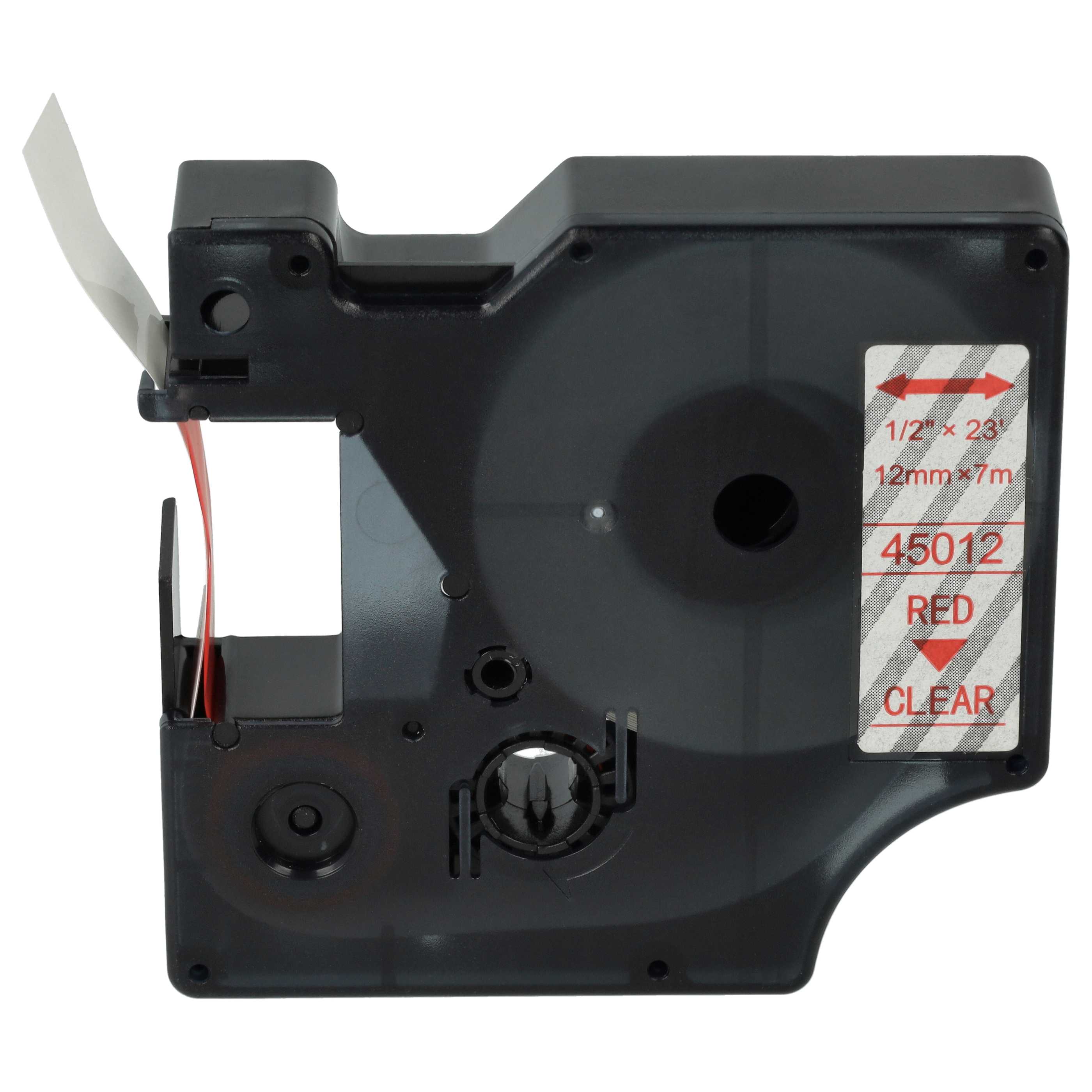 Label Tape replaces Dymo D1, 45012 - 12 mm Red to Transparent