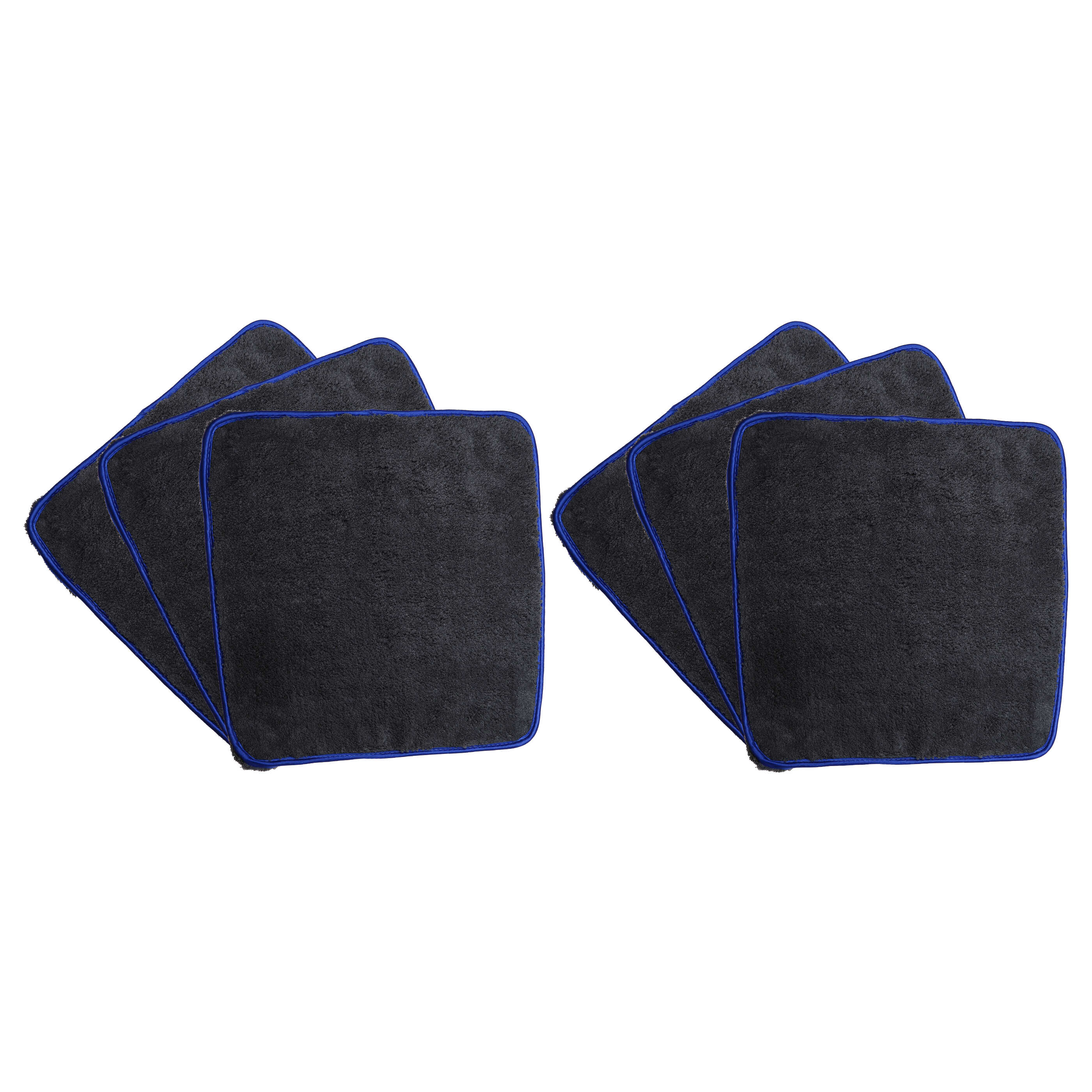 Chiffon en microfibre par lot de 6 pc. pour l'auto et la moto - 40 x 40 cm, réutilisable noir / bleu