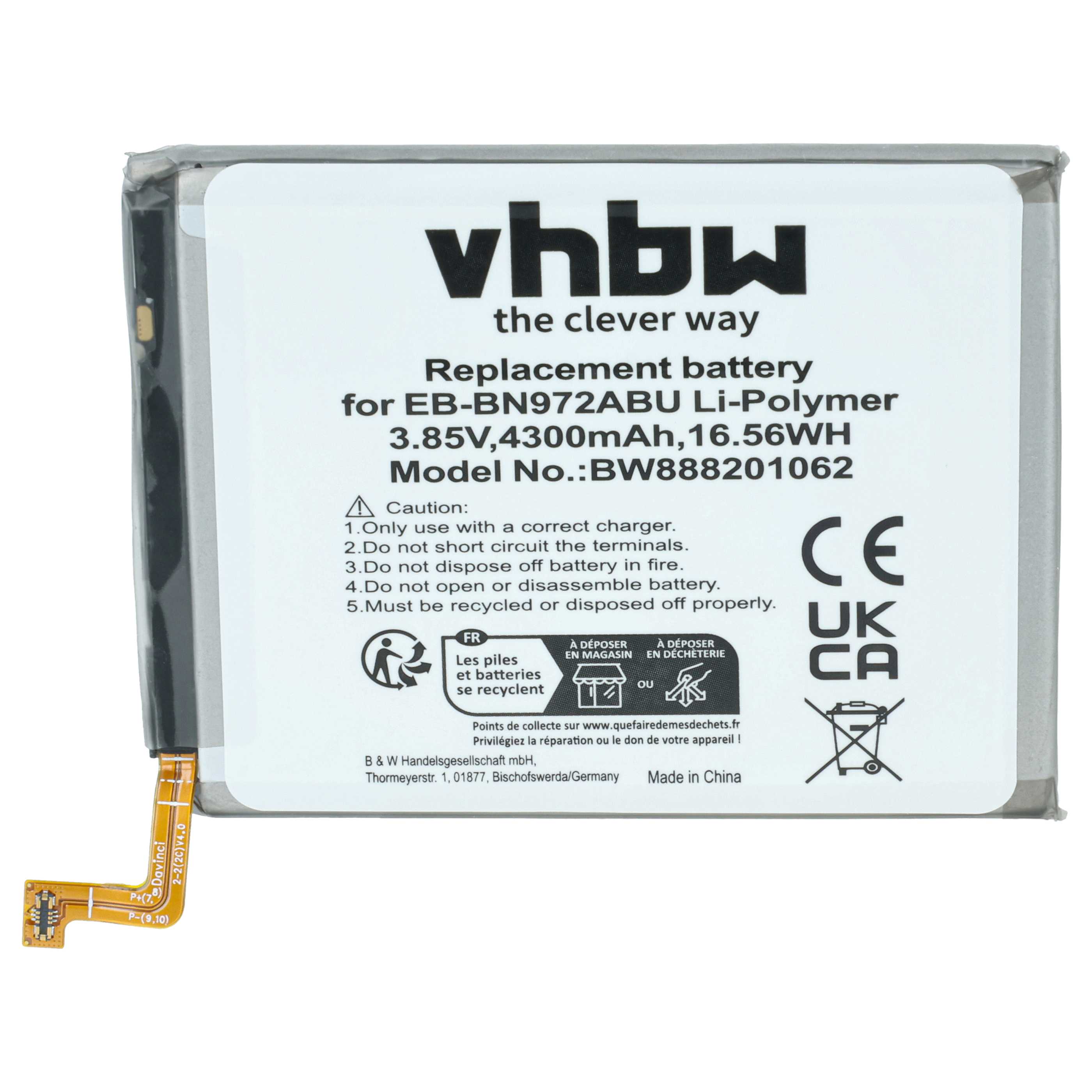 Akumulator do telefonu smartfona zamiennik Samsung EB-BN972ABU, EB-BN972ABUL - 4300 mAh 3,85 V LiPo
