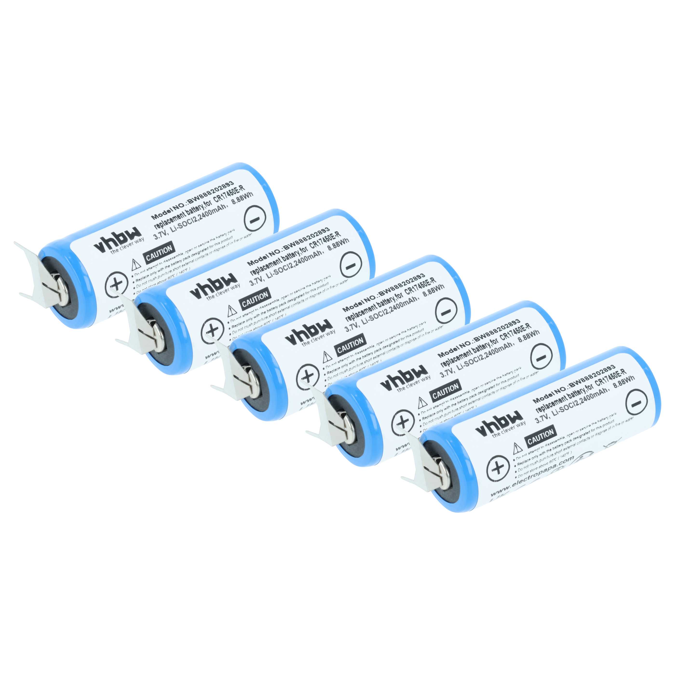 5x Bateria zamiennik CR17450E-R - 2400 mAh 3 V Li-Ion