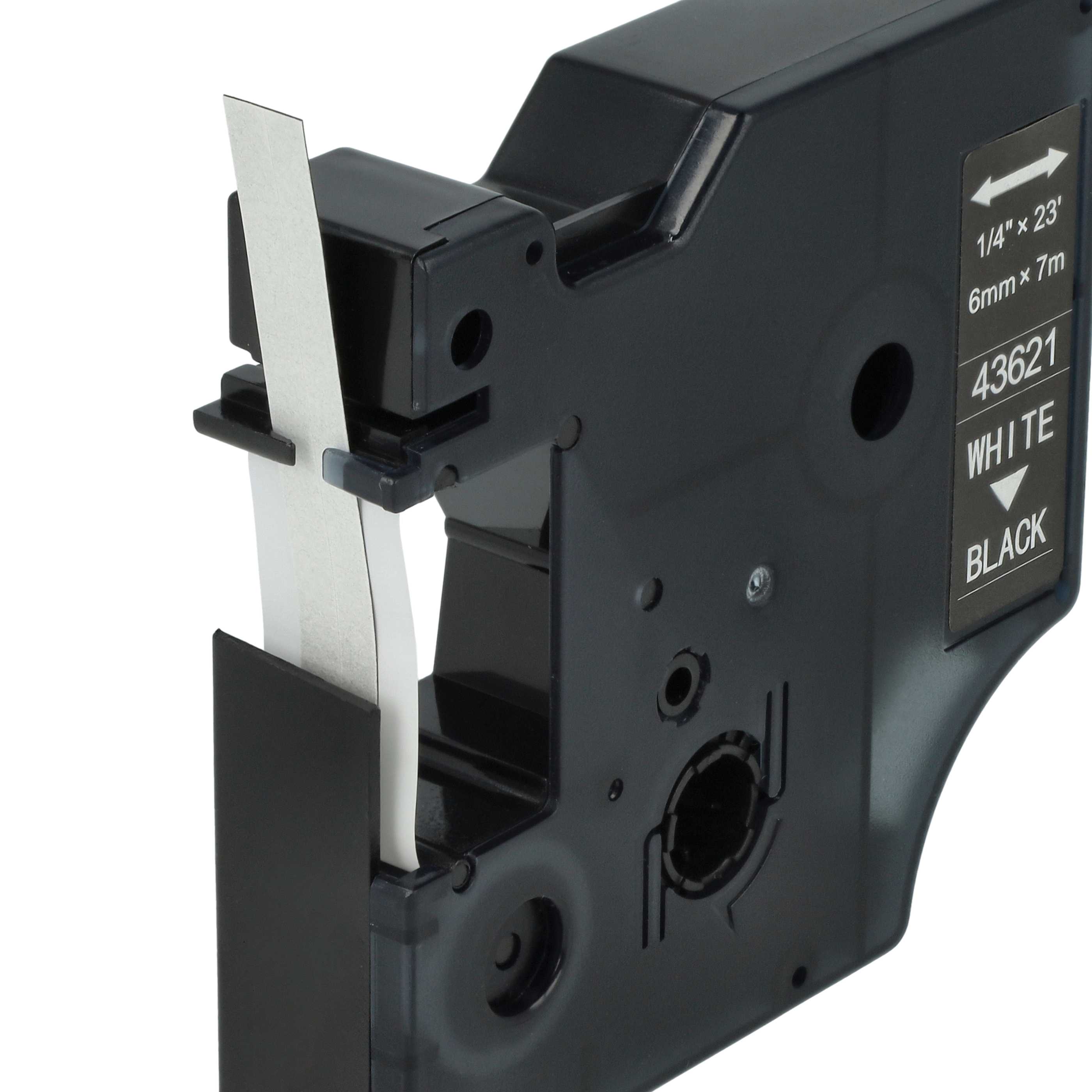 Label Tape replaces Dymo D1, 43621 - 6 mm White to Black