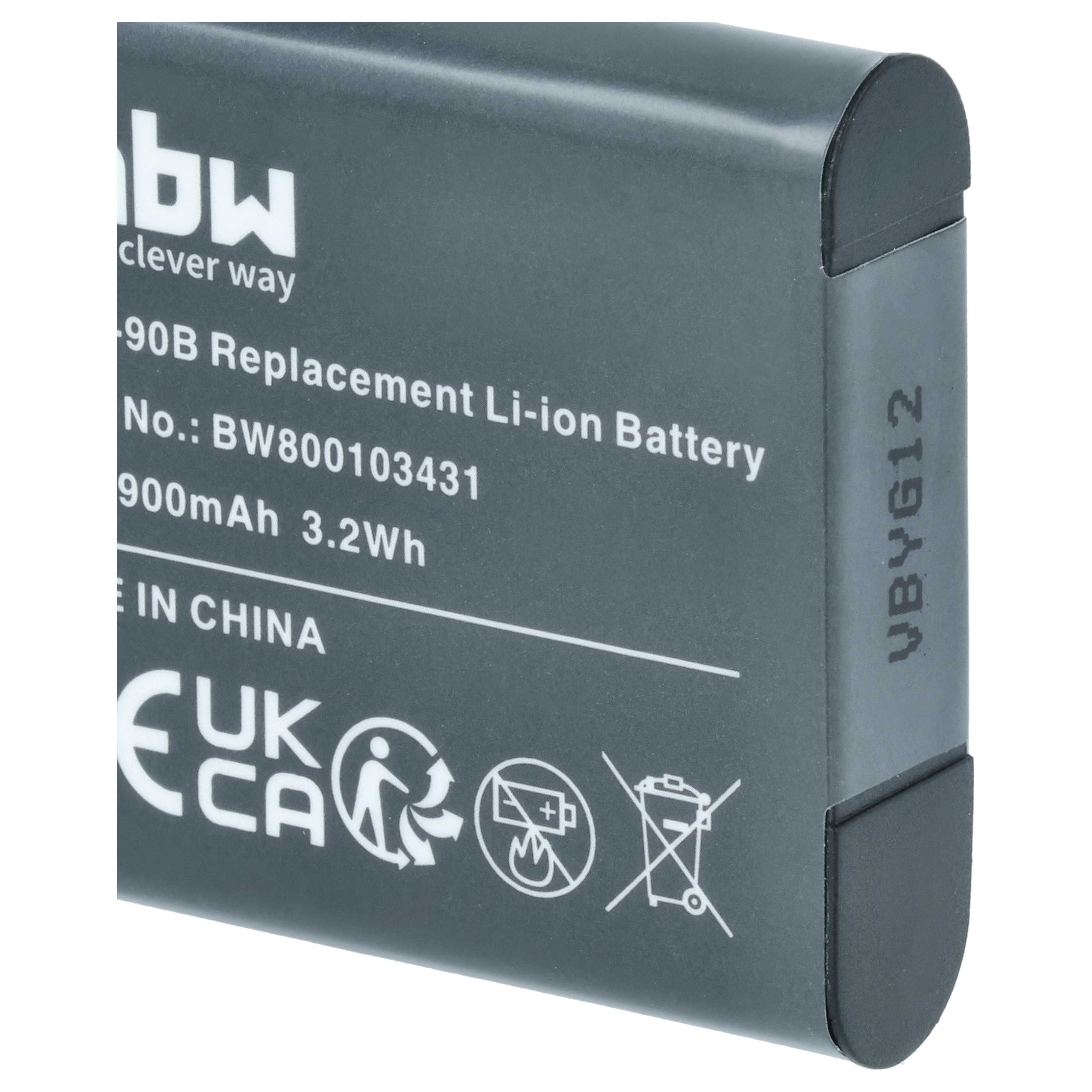 2x Battery replaces Olympus Li-92B, Li-90B - 900mAh, 3.6V, Li-Ion
