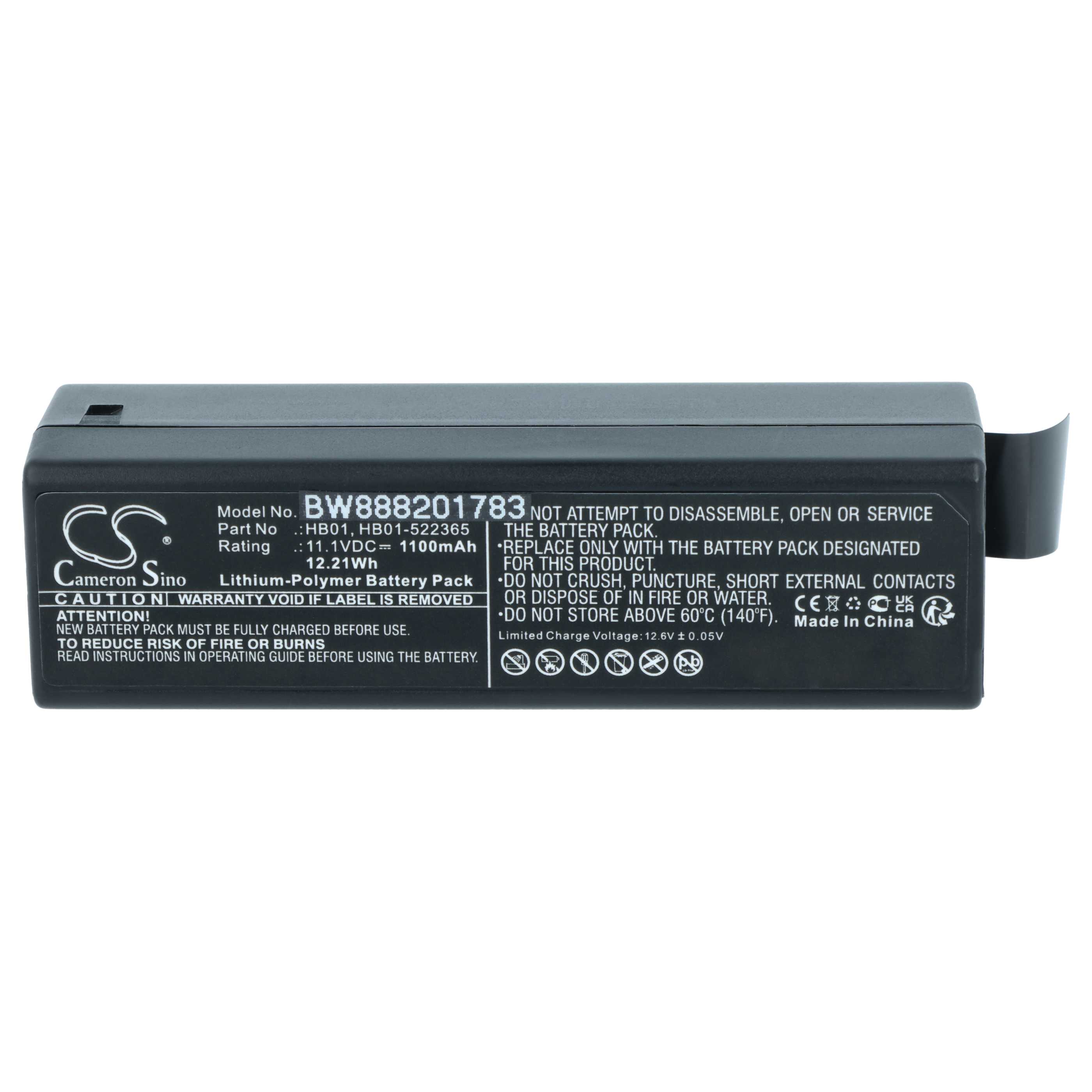 2x Battery replaces DJI HB01, HB01-522365 - 1100mAh, 11.1V, Li-polymer
