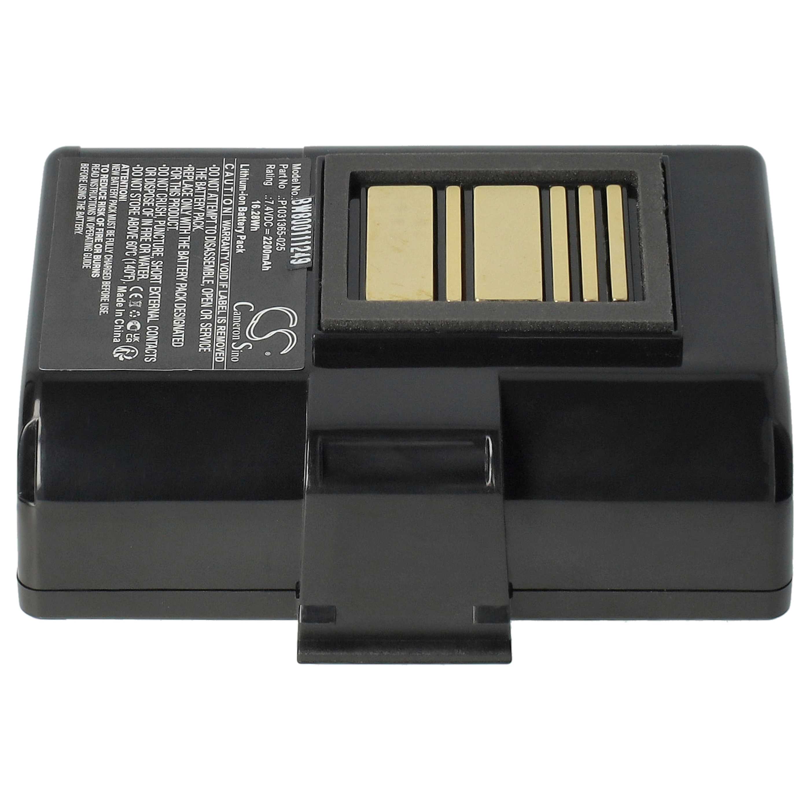 Printer 5x Battery replaces Zebra AT16004, BTRY-MPP-34MA1-01, BTRY-MPP-34MAHC1-01 - 2200 mAh 7.4 V Li-Ion