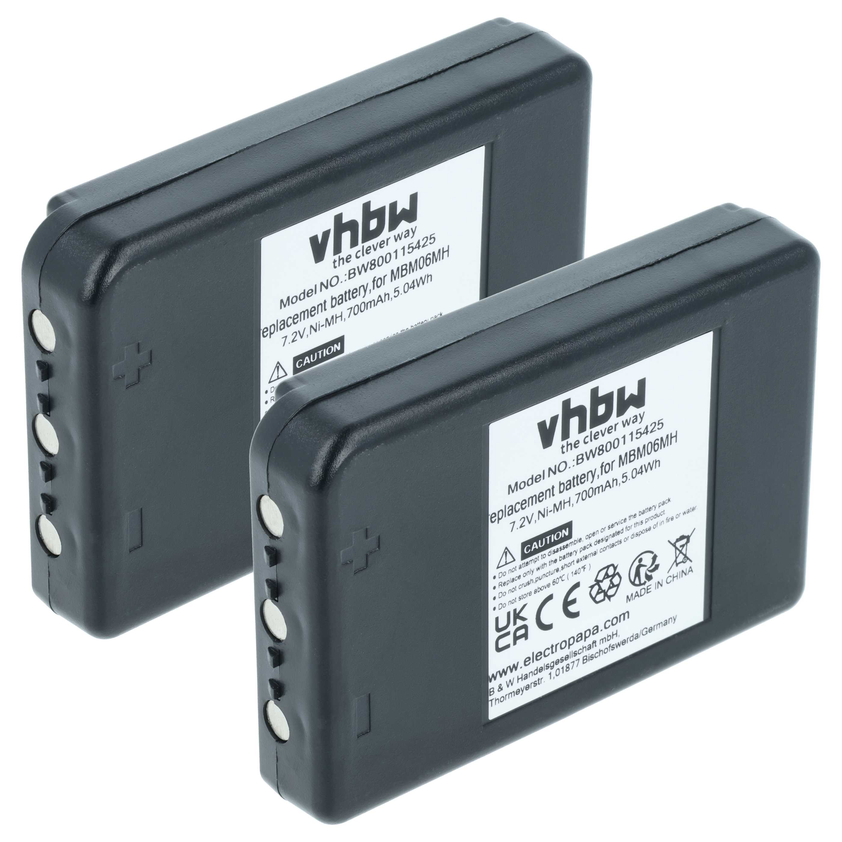 2x Akumulator do zdalnego sterowania zamiennik Autec MBM06MH - 700mAh 7,2V NiMH