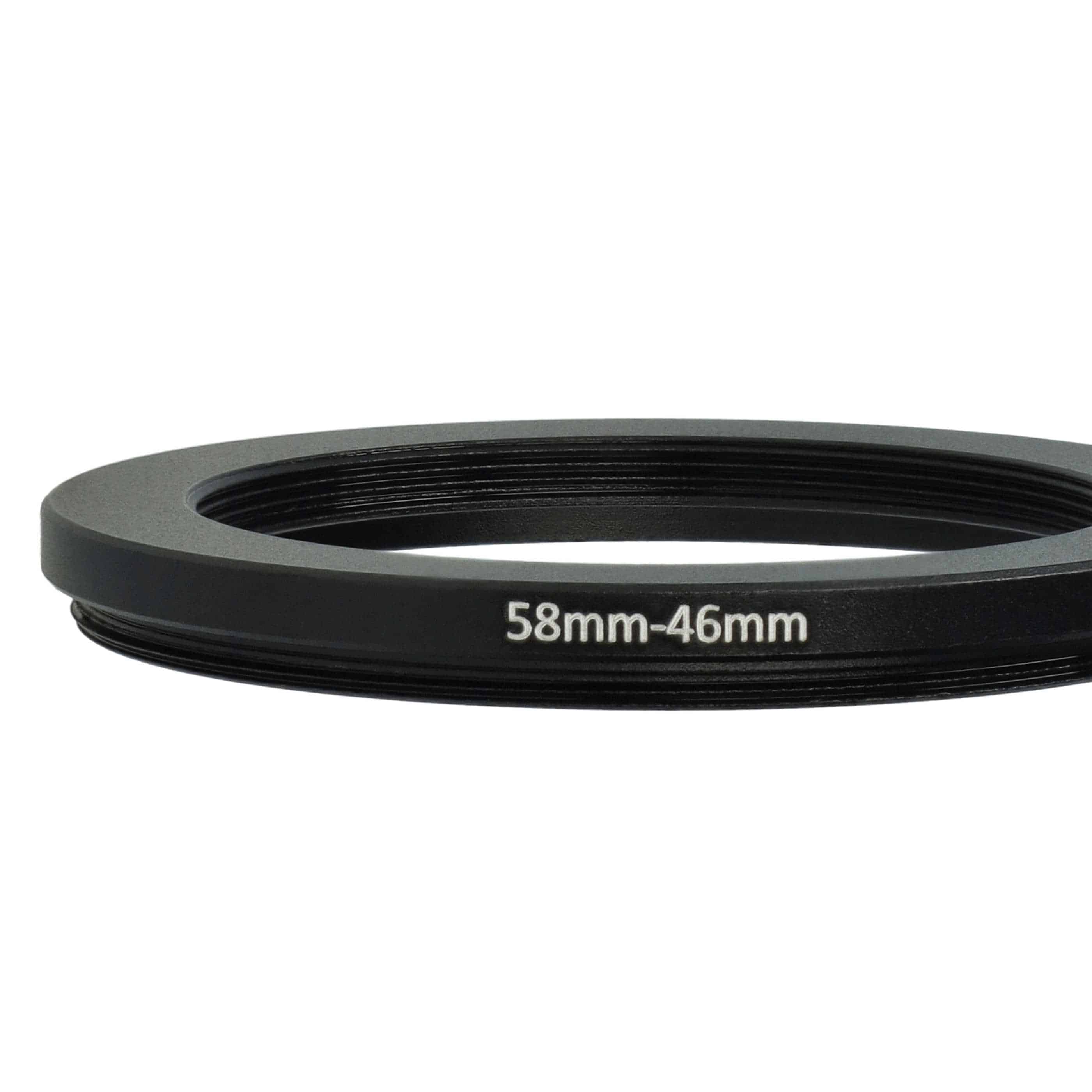 Anillo adaptador Step Down de 58 mm a 46 mm para objetivo de la cámara - Adaptador de filtro, metal, negro