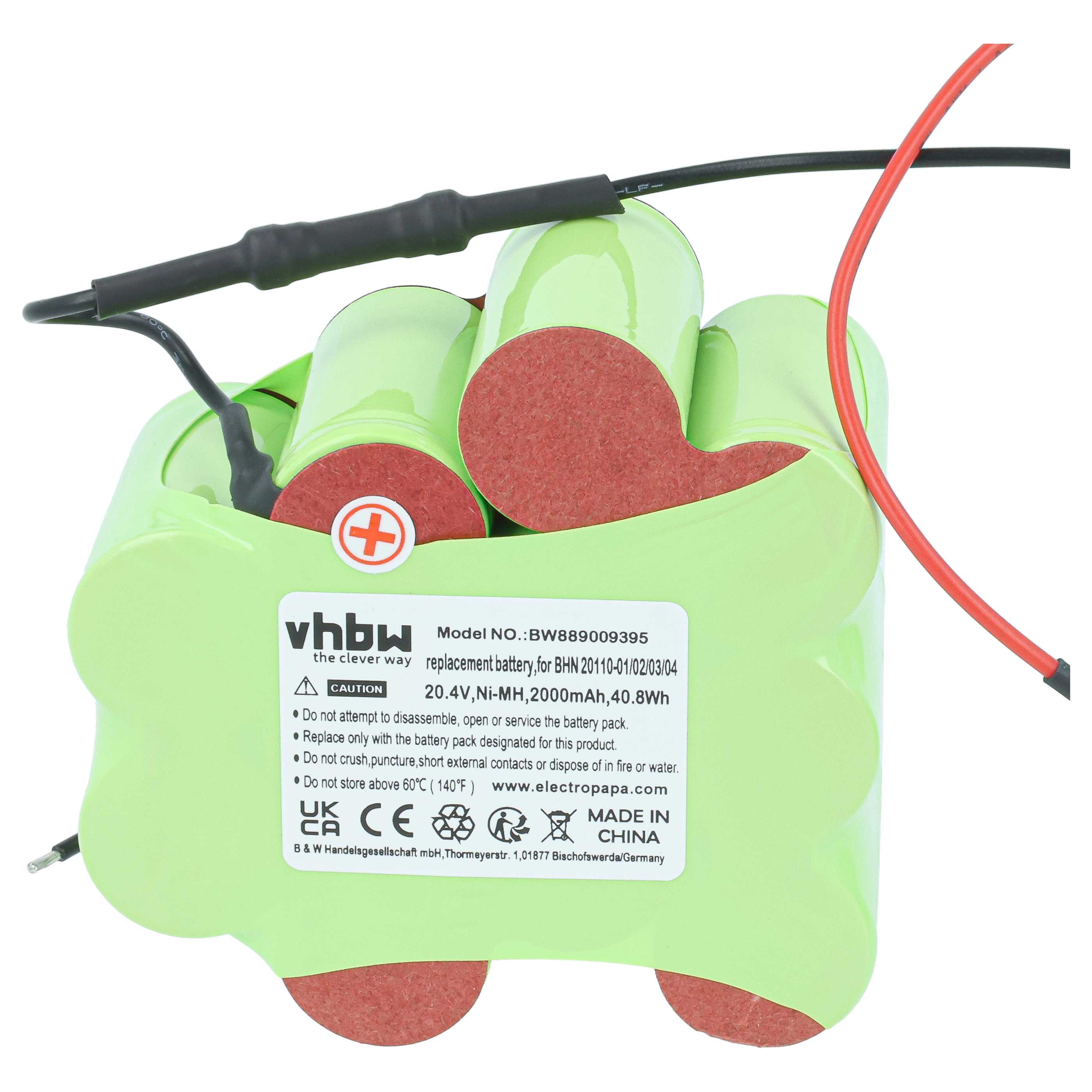 Akku für Bosch Bhn20110/01, Bhn20110/02, Bhn20110/03, Bhn20110/04 für Staubsauger - 2 Ah 20,4V NiMH