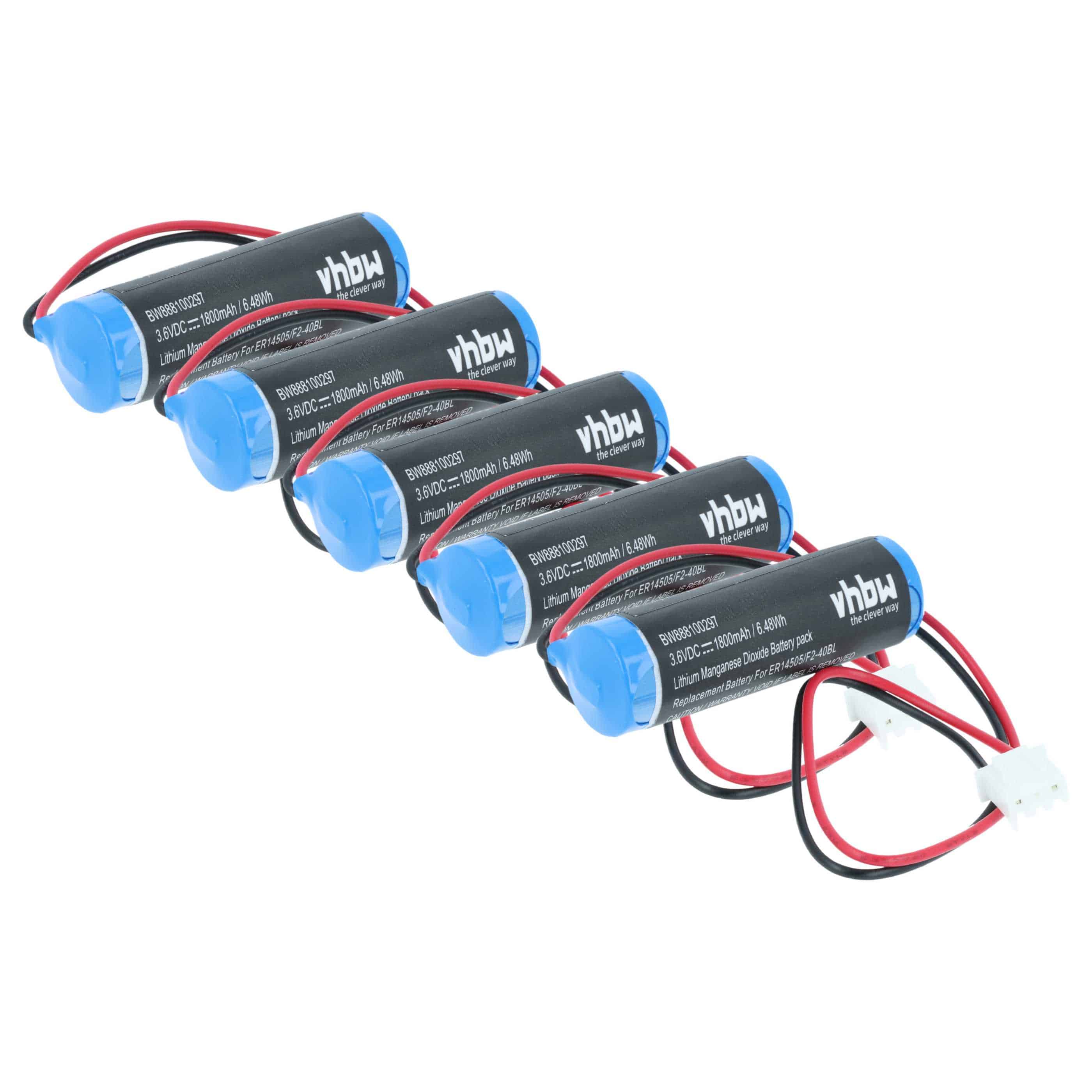 5x Bateria do PLC programowalnego sterownika zamiennik Mitsubishi F2-40BL, FX2N-48M - 1800 mAh 3,6 V Li-SOCl2