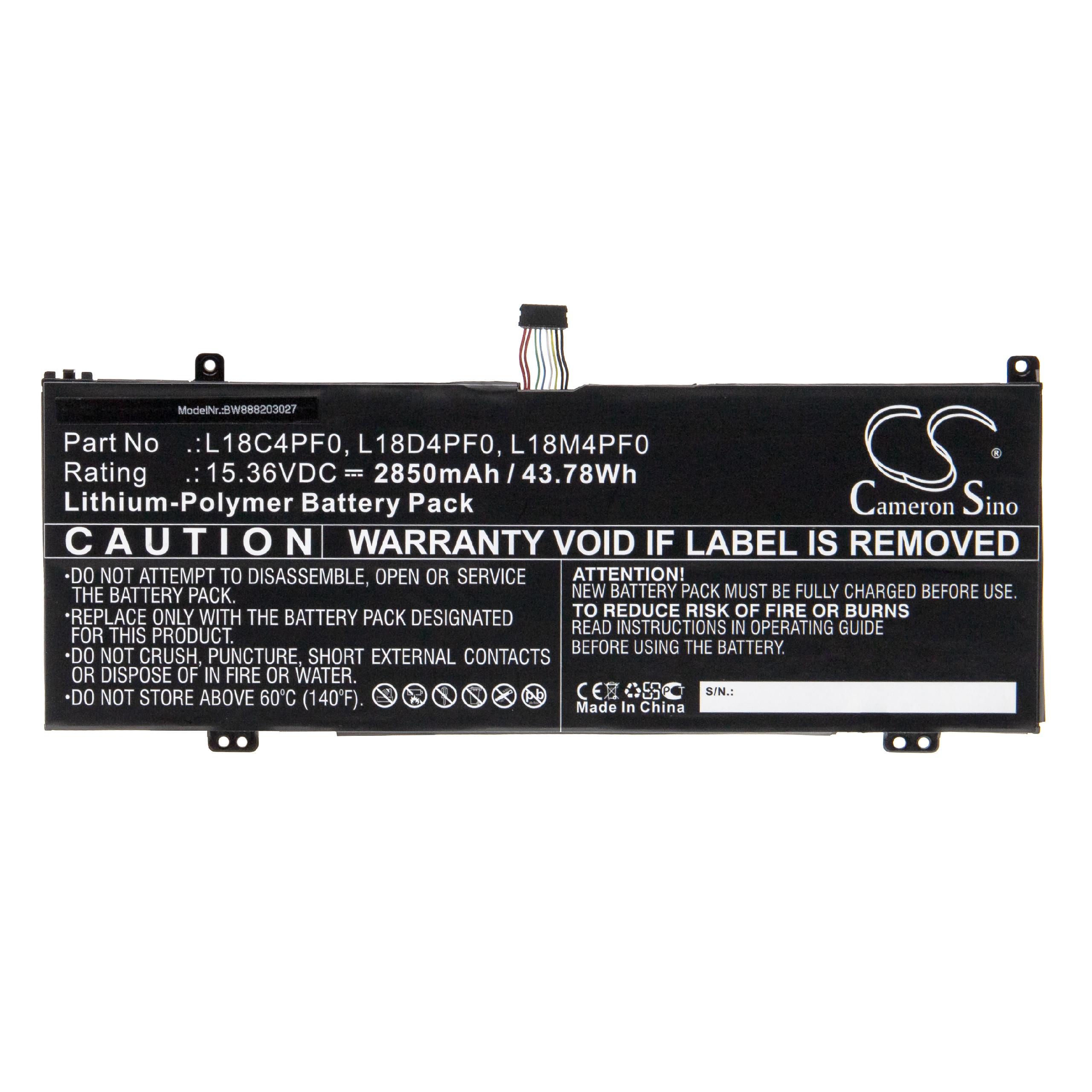 Batterie remplace Lenovo 5B10S73499, 5B10S73500 pour ordinateur portable - 2850mAh 15,36V Li-polymère