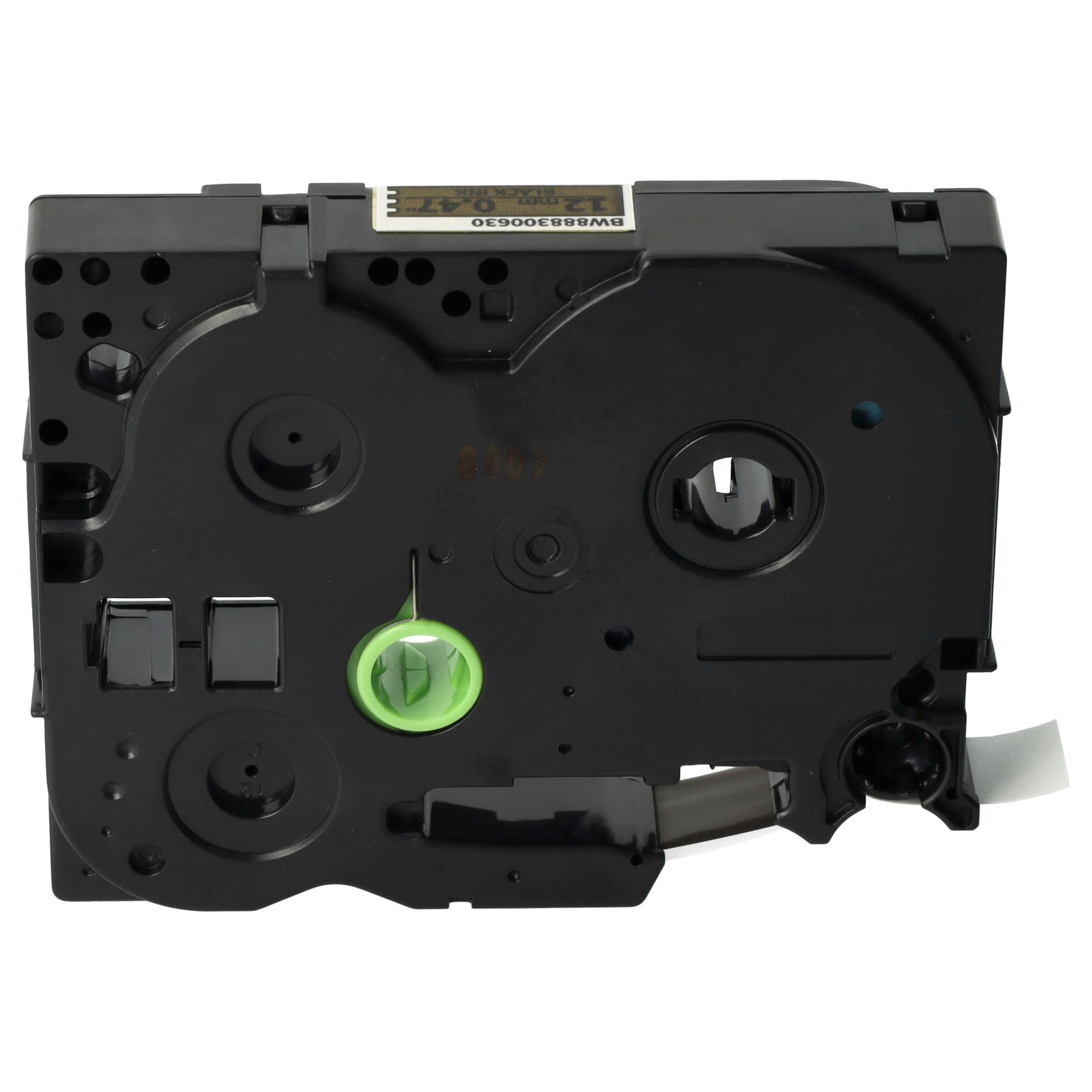 Label Tape replaces Brother TZE-MQ831 - 12 mm Black to Matt-Gold