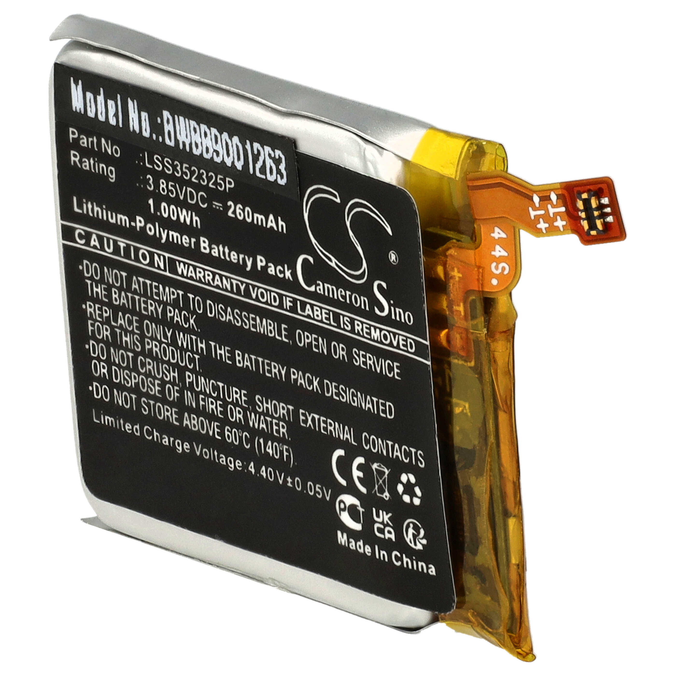 Smartwatch Battery replaces Fitbit LSS352325P - 260 mAh 3.85 V Li-polymer