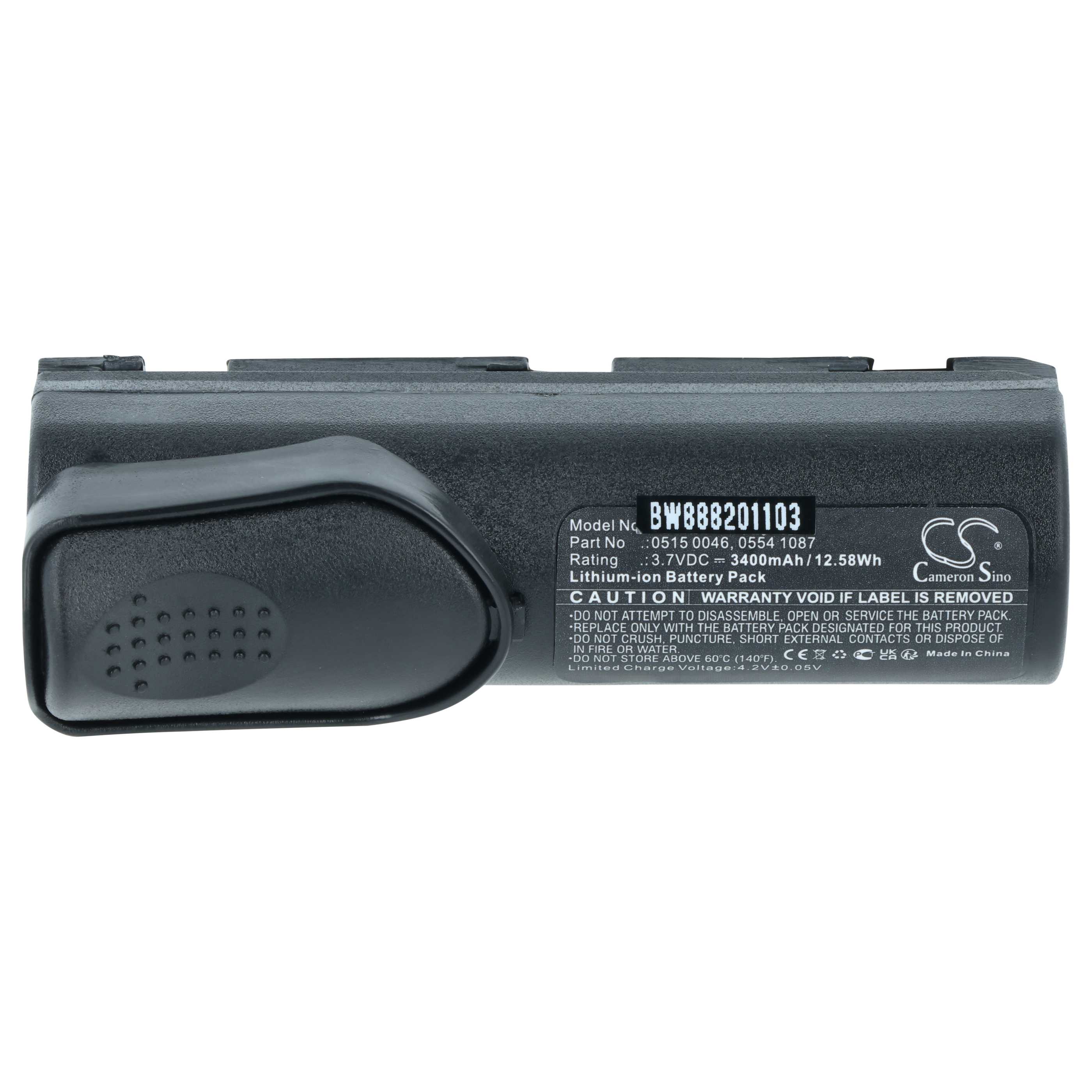 Batería reemplaza Testo 0515 0114, 0515 0046, 0515 0100 para dispositivo medición (3400 mAh, 3,7 V, Li-Ion)