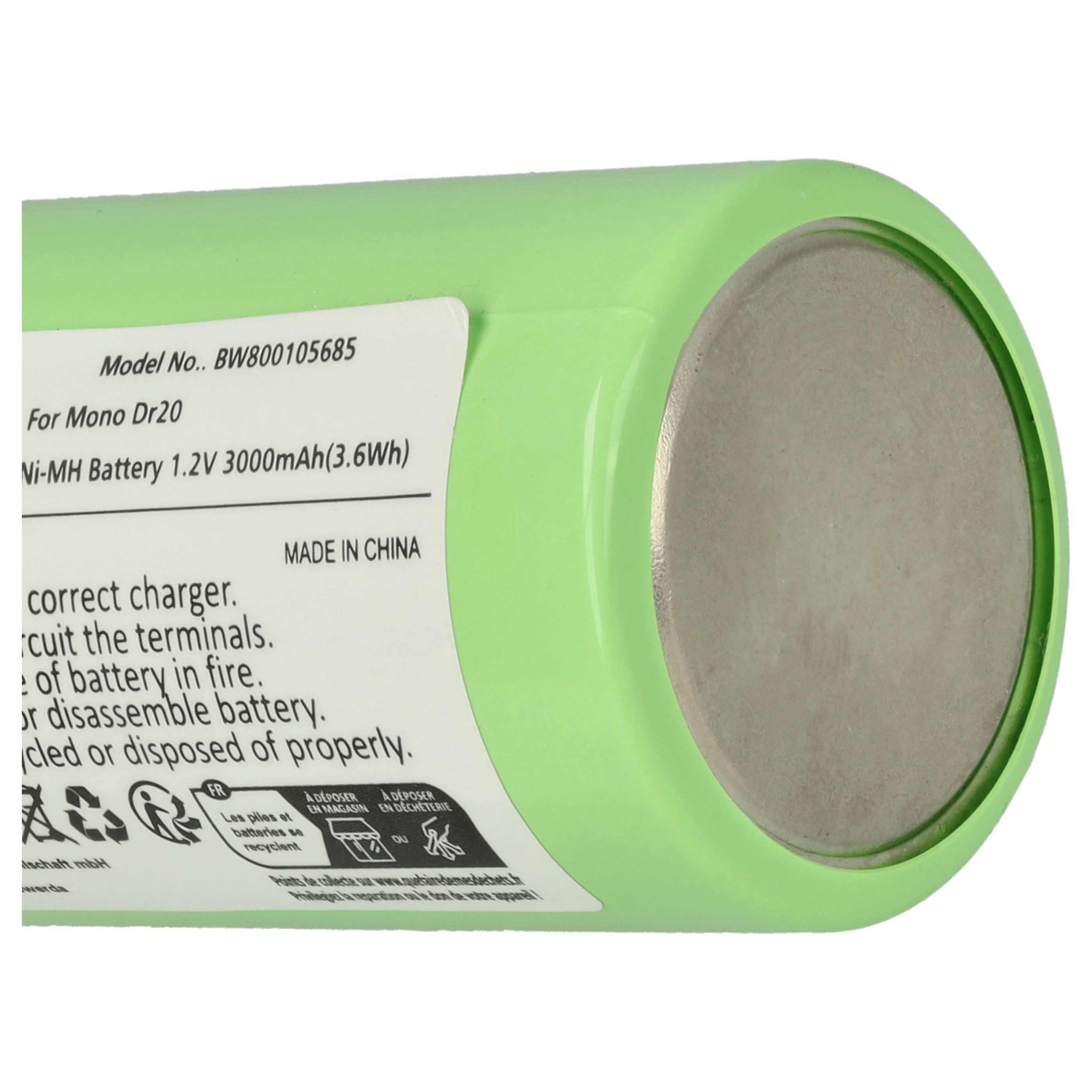 Radio 6x Battery replaces KR20, HR20, Mono D, R20, LR20 - 3000 mAh 1.2 V NiMH