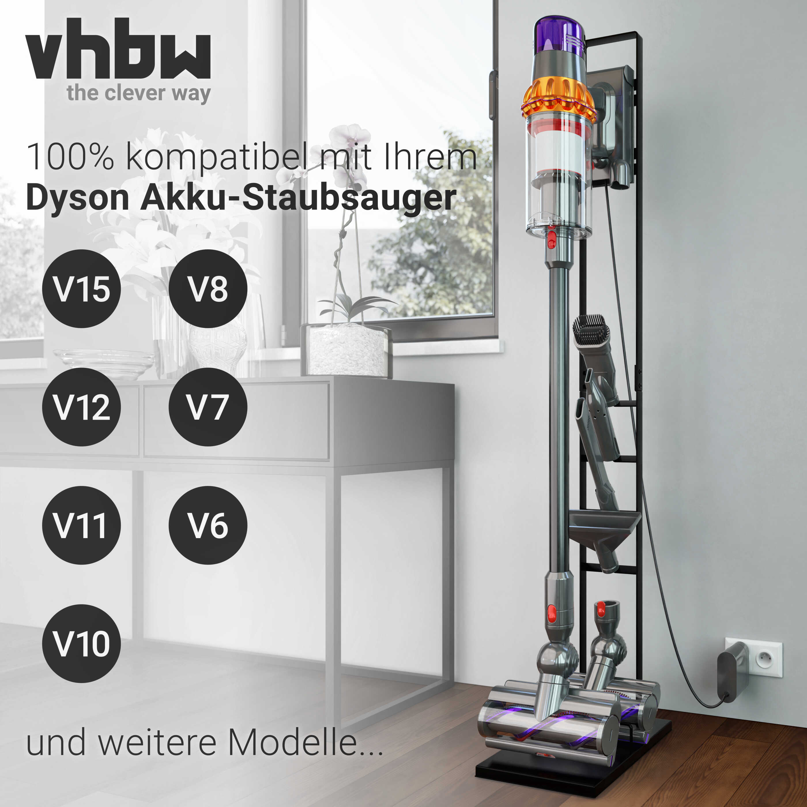Stand suitable for Dyson Handheld Vacuum Cleaner + 4 accessory holders, dark grey