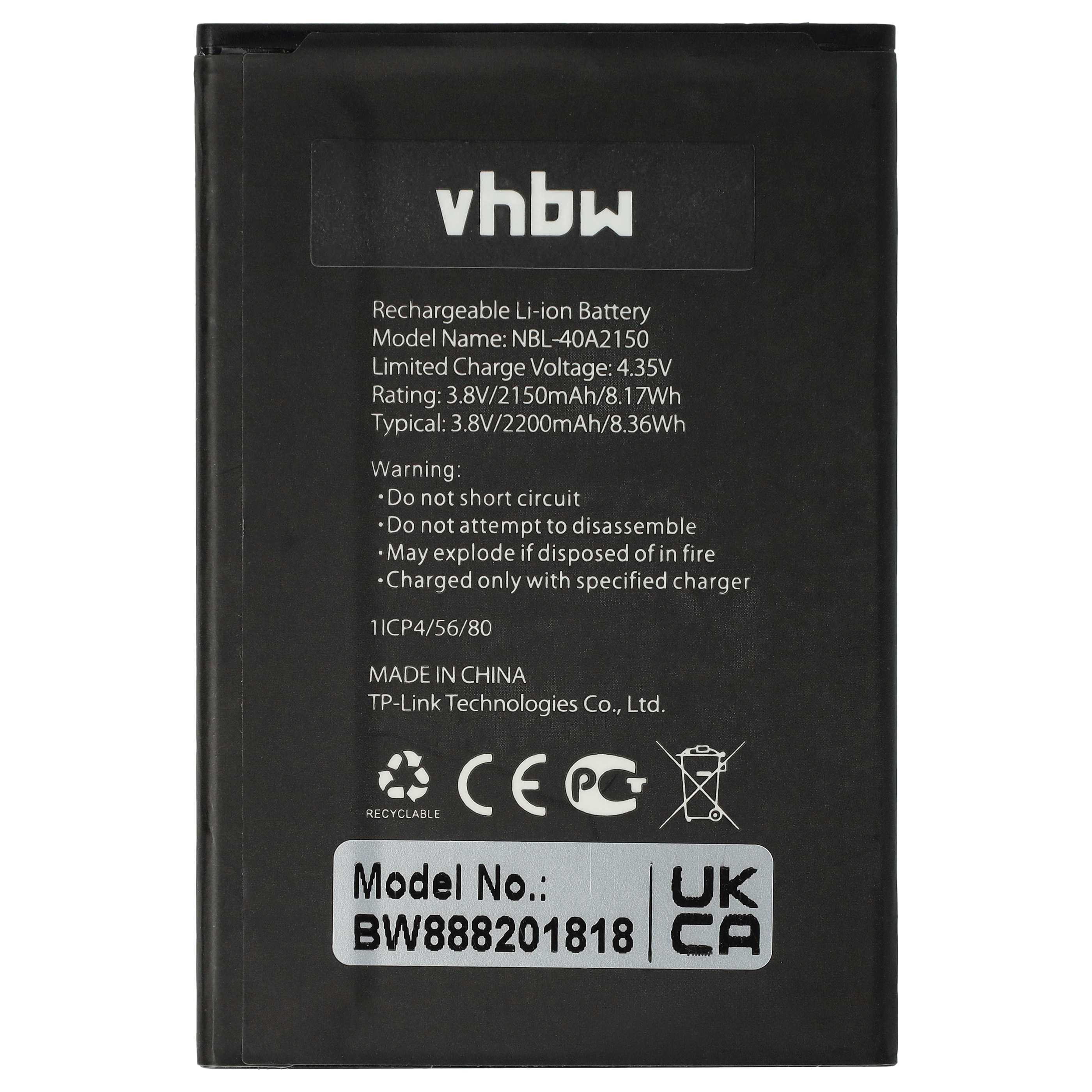 Mobile Phone Battery Replacement for Neffos/TP-Link NBL-40B2150, NBL-40A2150 - 2050mAh 3.8V Li-Ion