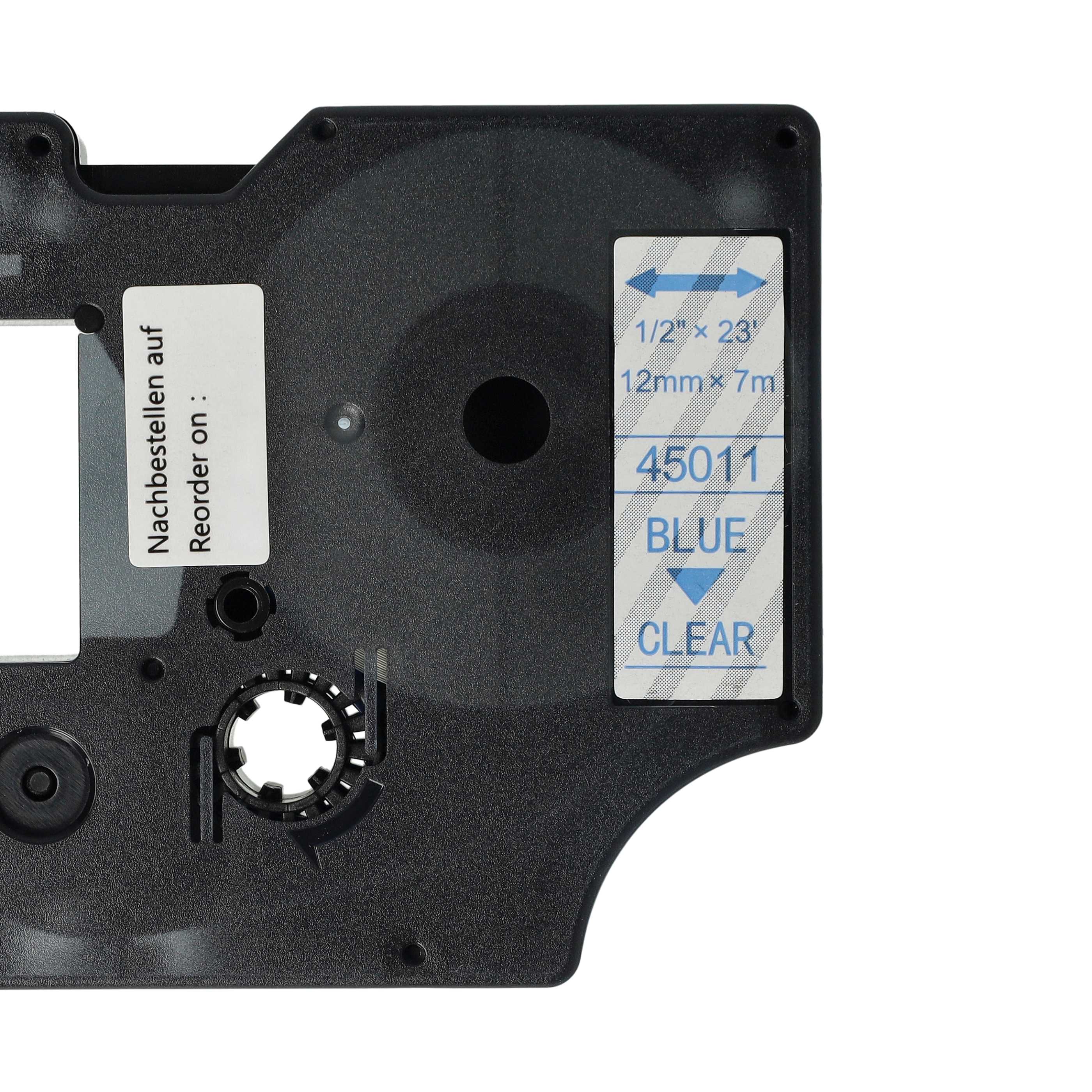 Label Tape replaces Dymo D1, 45011 - 12 mm Blue to Transparent