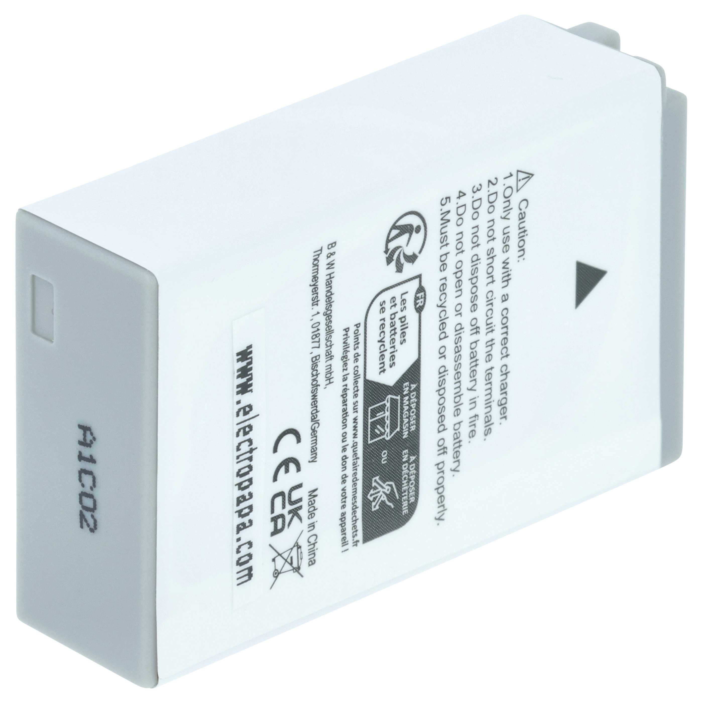 Battery replaces Nikon VFB11901, EN-EL24 - 800mAh, 7.2V, Li-Ion