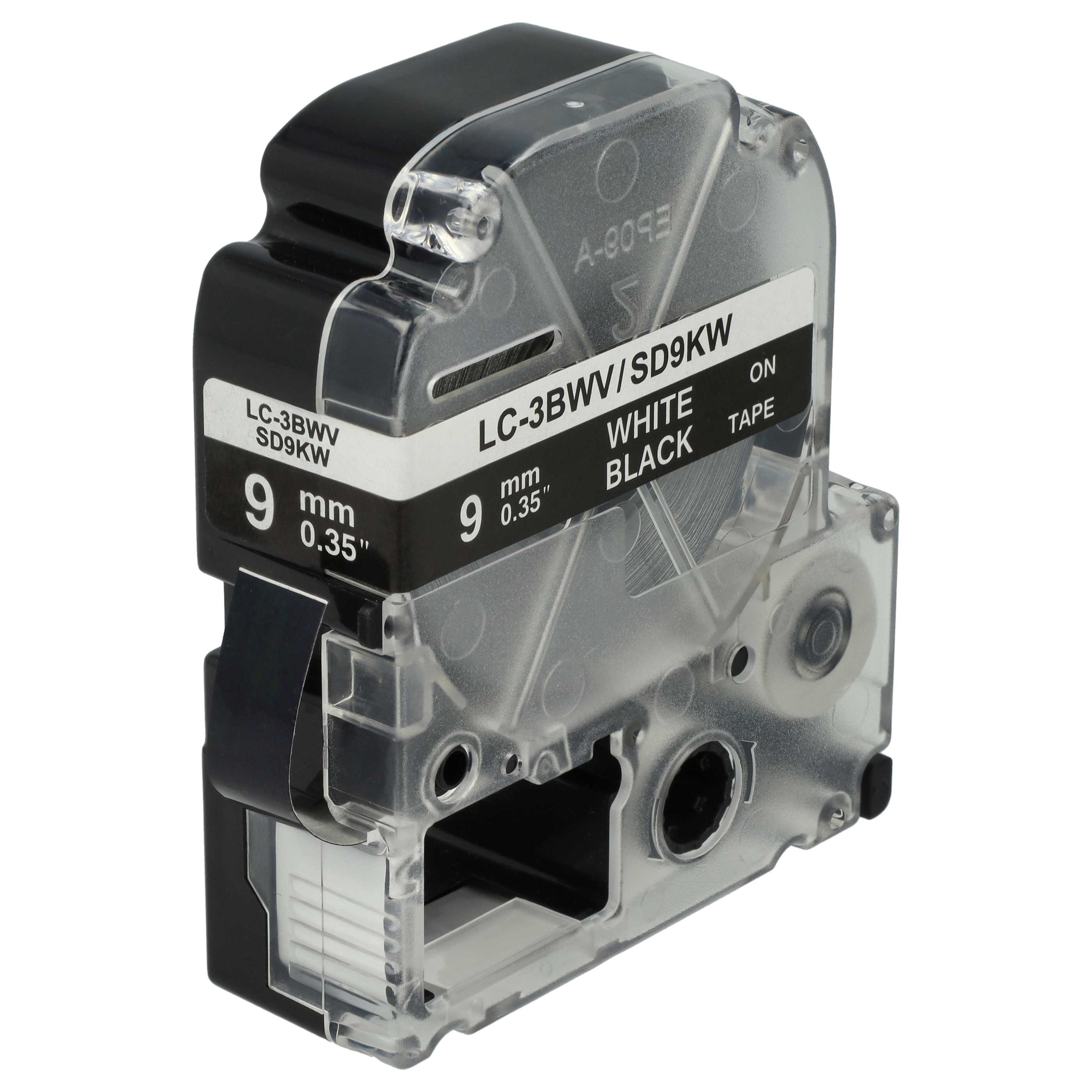 Label Tape replaces Epson LC-3BWV - 9 mm White to Black