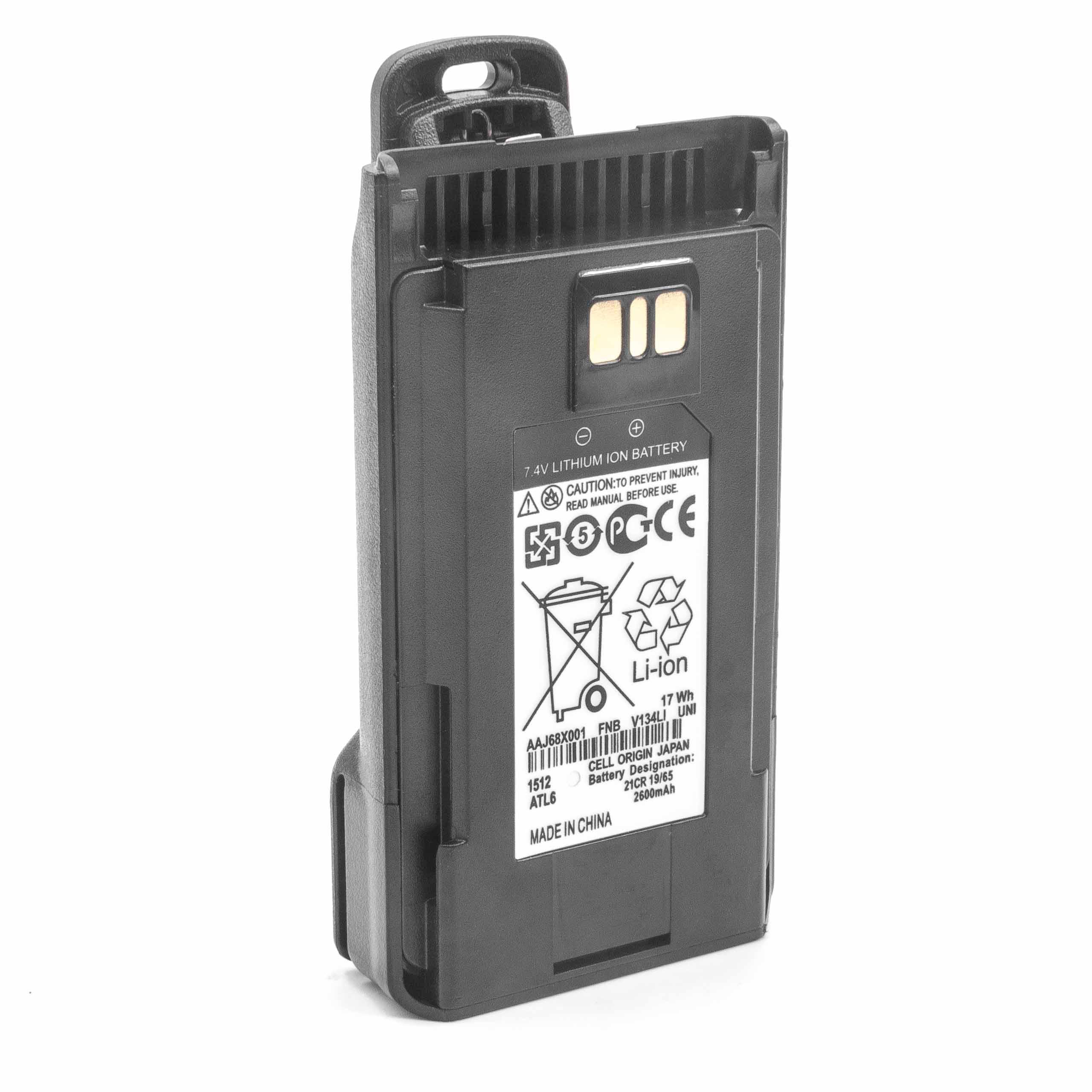 Batería reemplaza Motorola AAJ67X001 para radio, walkie-talkie Yaesu Vertex - 2600 mAh 7,4 V Li-Ion