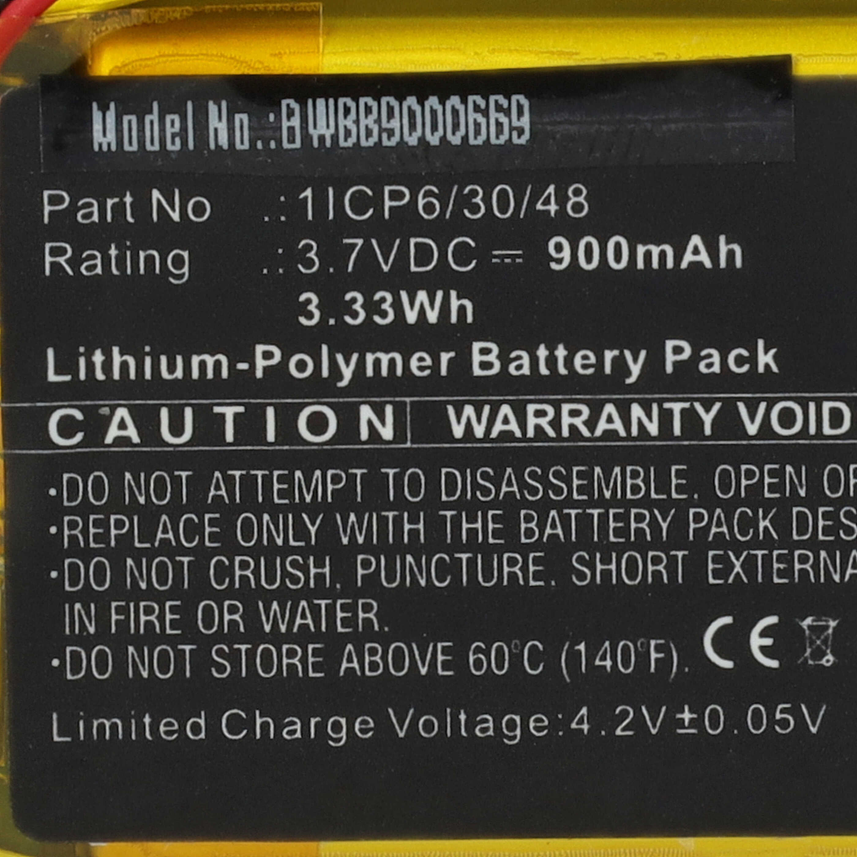 Baby Monitor Battery Replacement for Babymoov 1ICP6/30/48 - 900mAh 3.7V Li-polymer