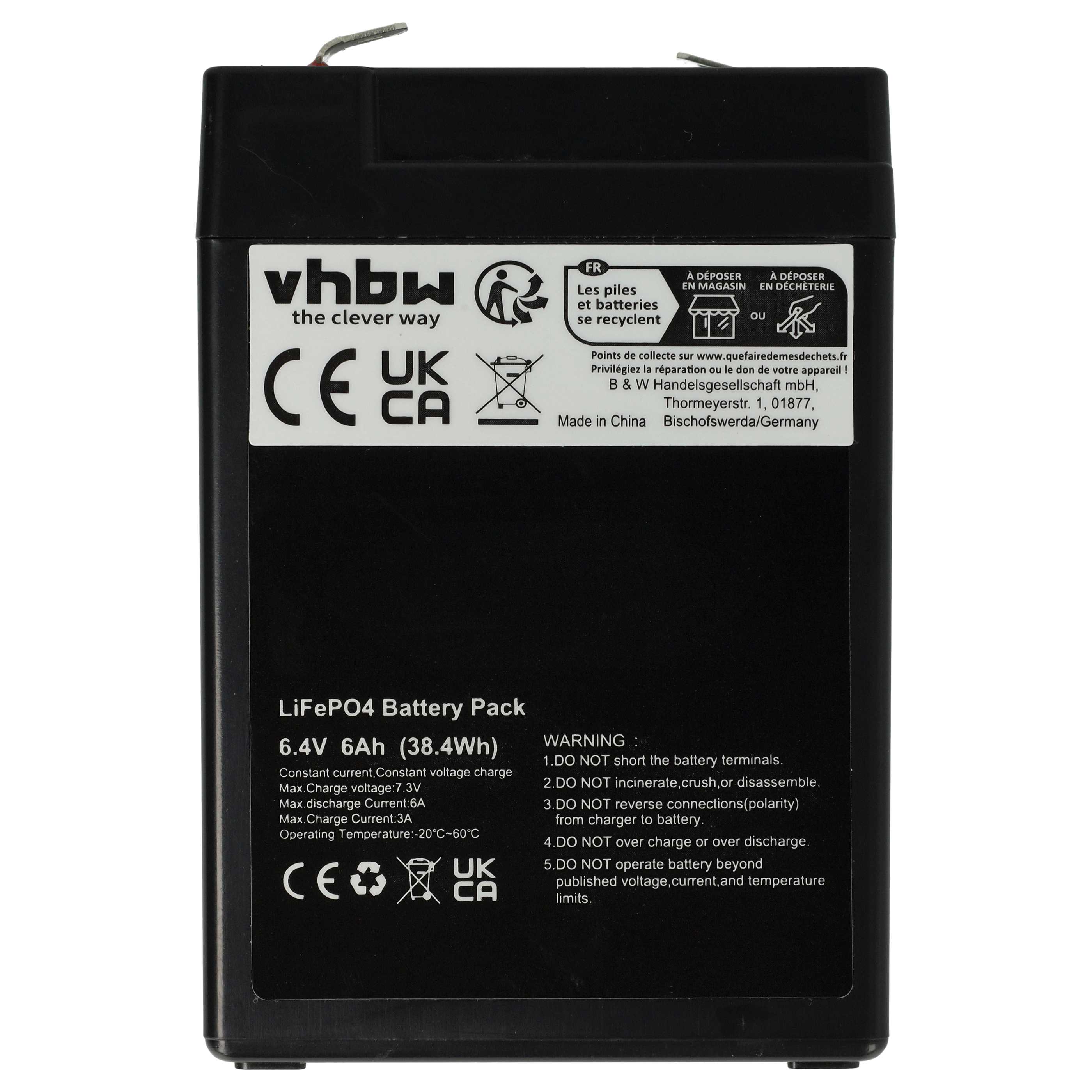2x Batteria per camper, barca, camping, roulotte, impianto solare - 6Ah 6,4V LiFePO4