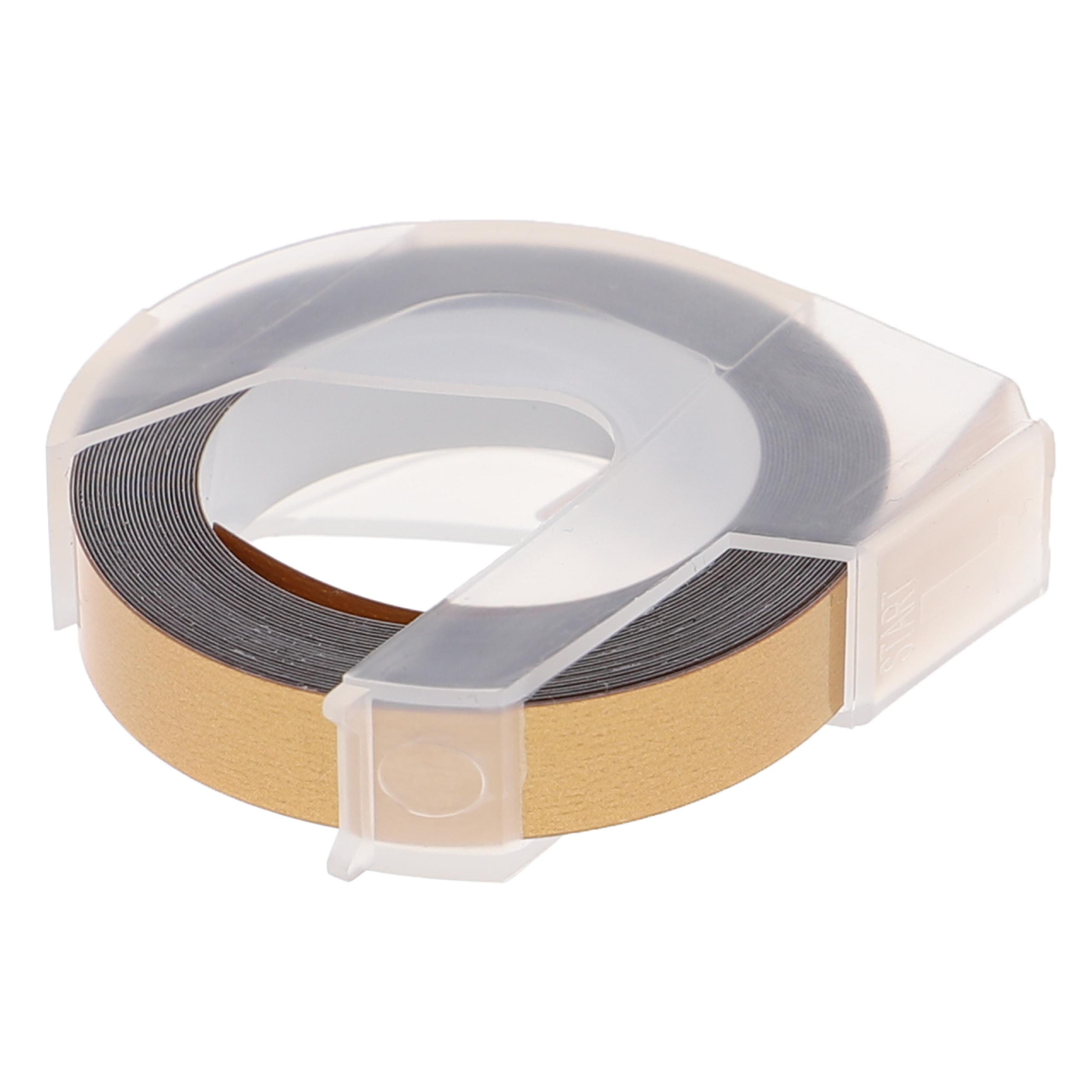 3D Embossing Label Tape as Replacement for Dymo 0898140 - 9 mm White to Gold