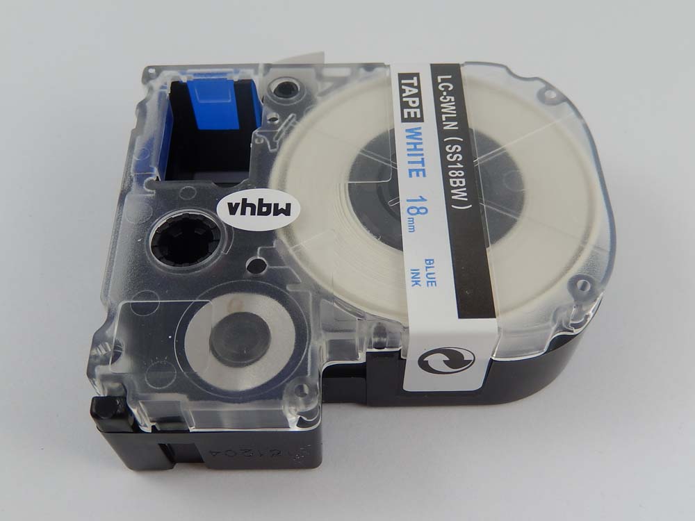 Label Tape as Replacement for Epson LC-5WLN - 8 mm Blue to White