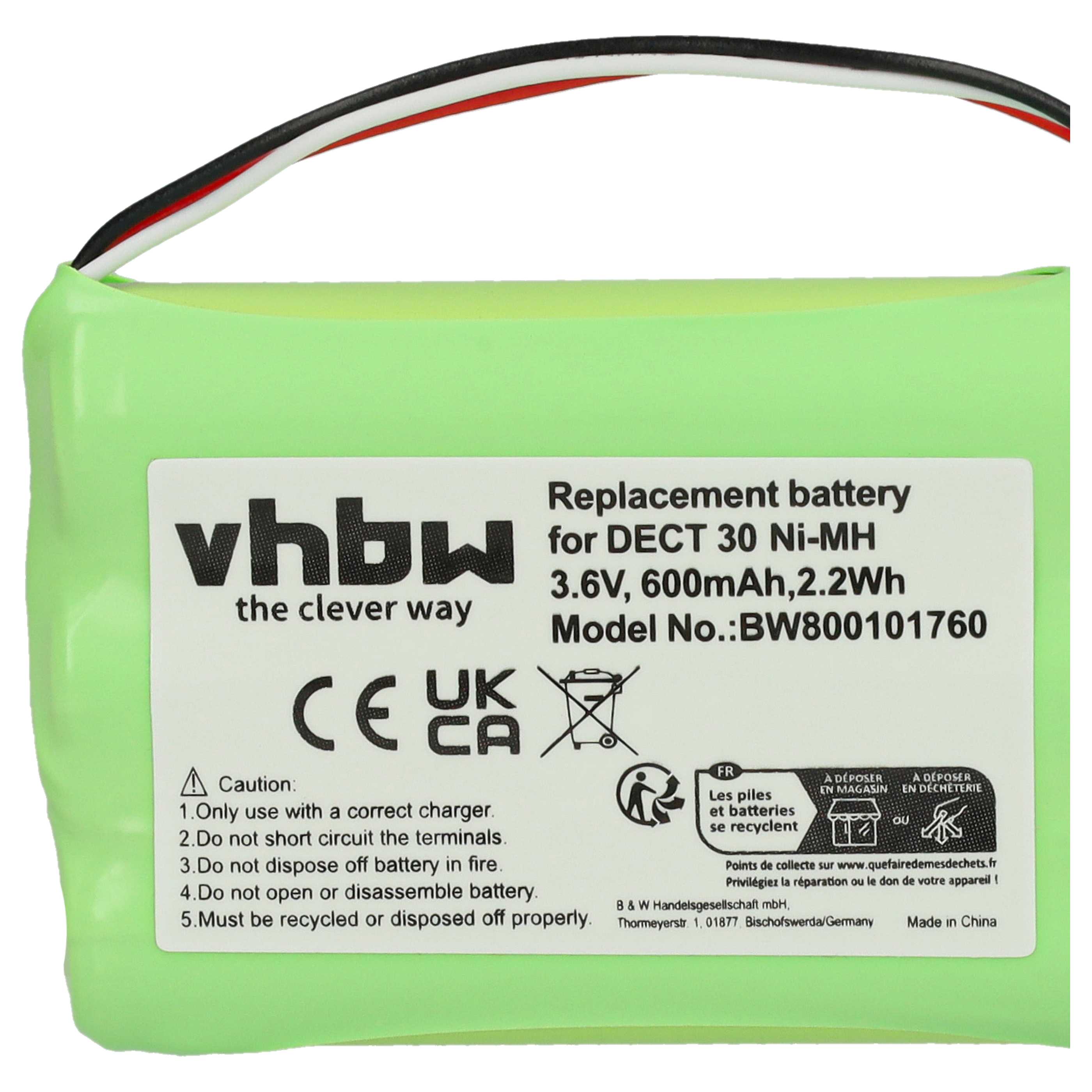 3x Batteries remplace Agfeo 23NO09TT30, 84743411, AH-AAA600F pour téléphone Agfeo - 600mAh 3,6V NiMH