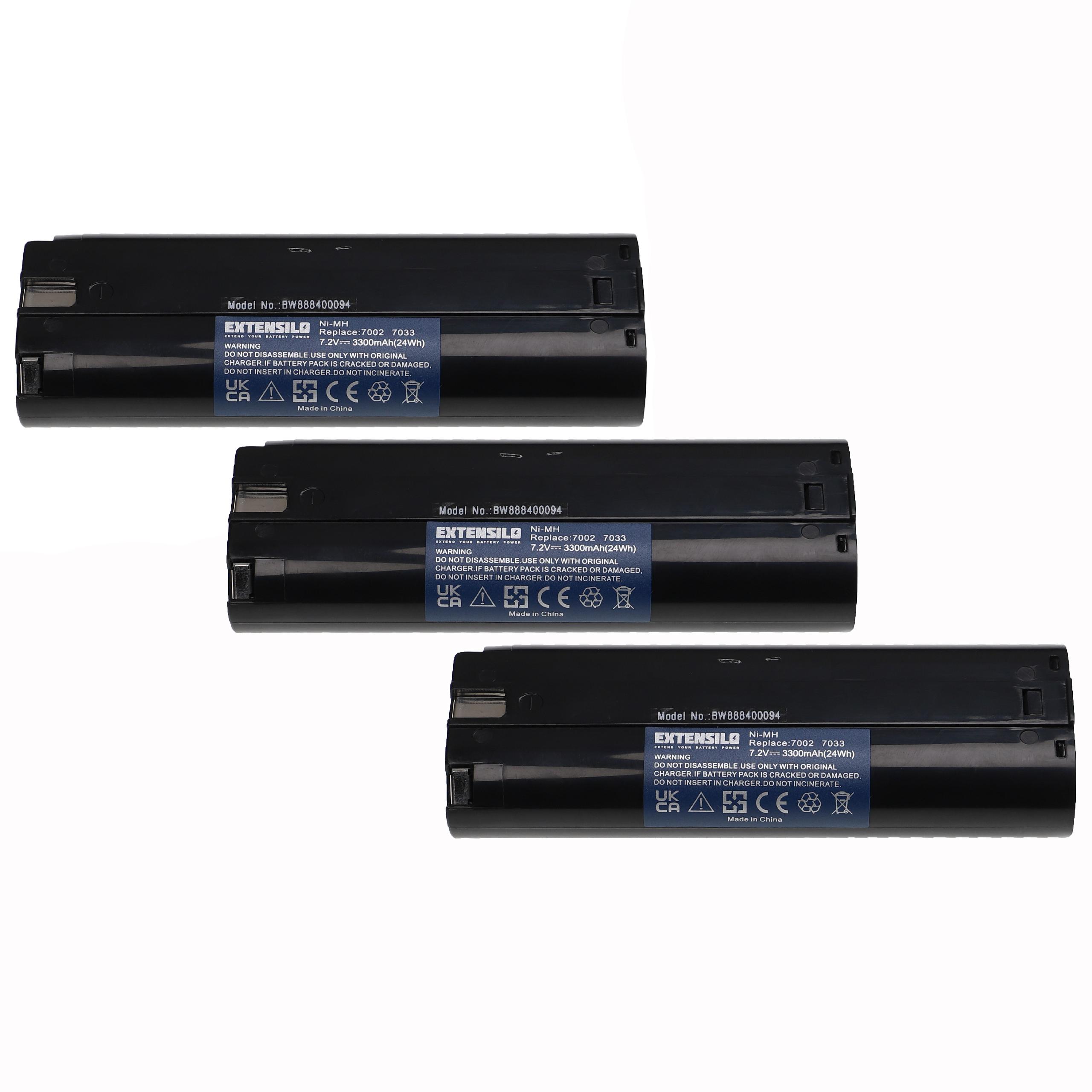 3x Battery replaces Einhell 91011 Electric Power Tool - 3300 mAh, 7.2 V, NiMH