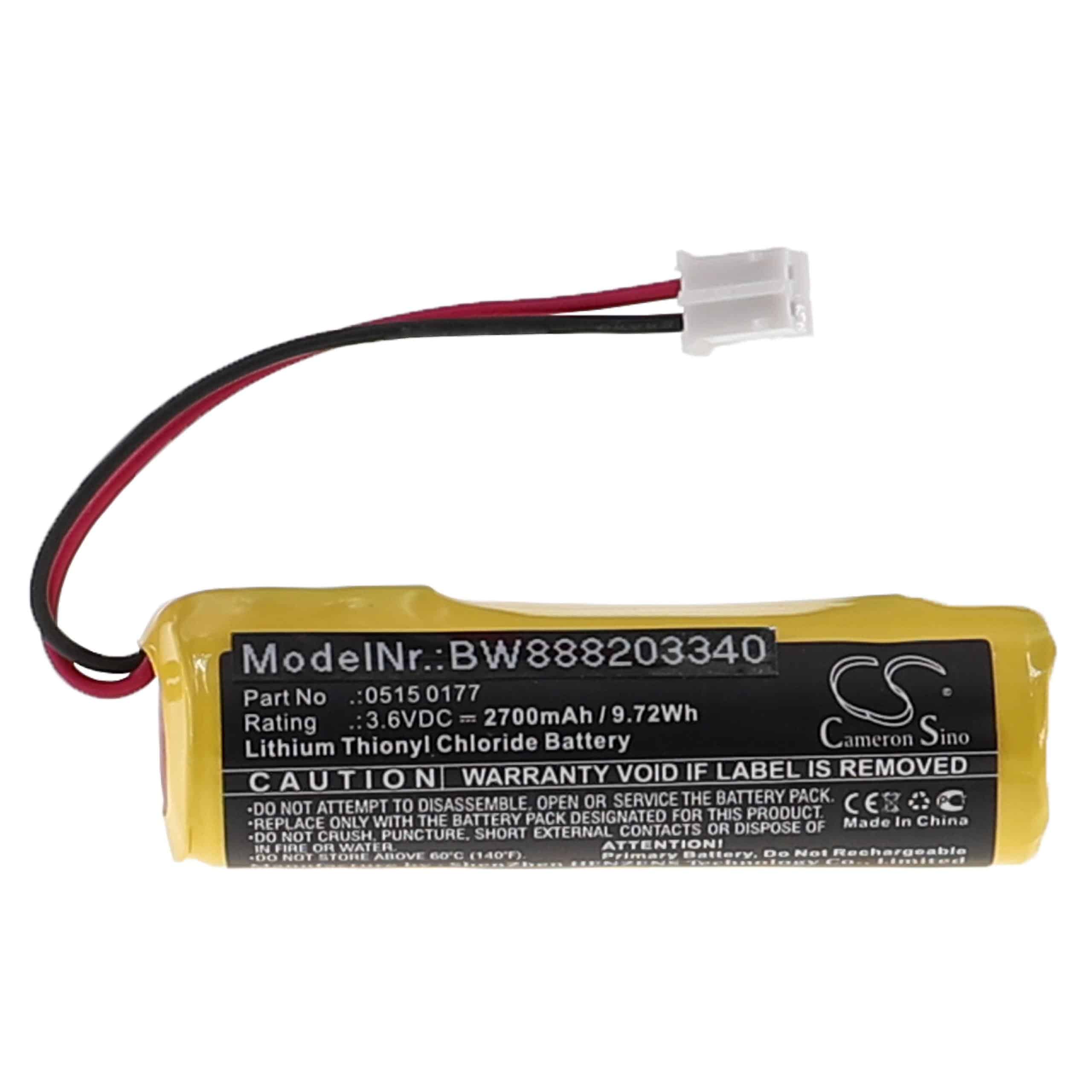 Batería reemplaza Testo 0515 0177 para registrador de temperatura Testo - 2700 mAh 3,6 V Li-SOCl2