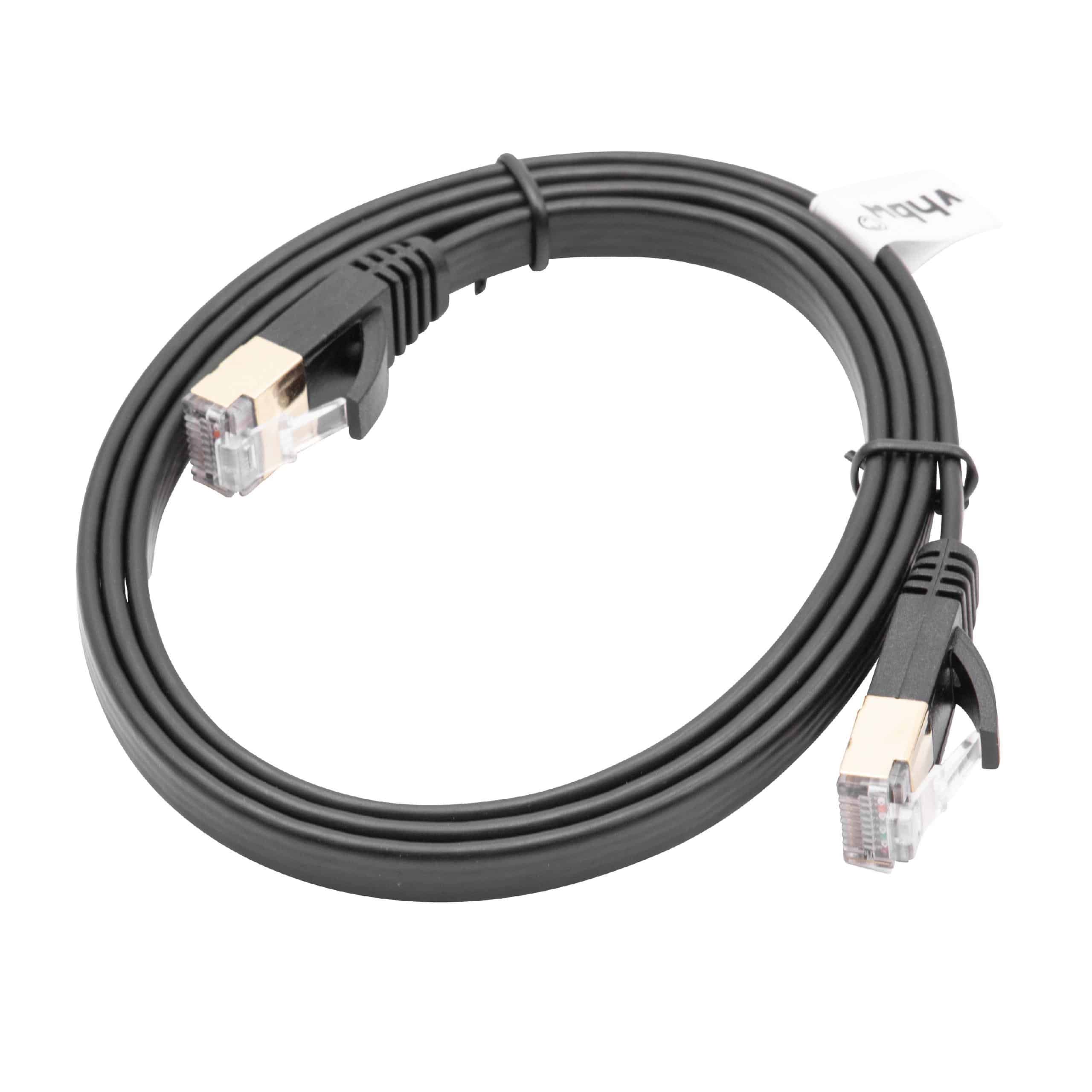 Netzwerkkabel LAN Kabel Patchkabel Cat7, 1m, schwarz, flach