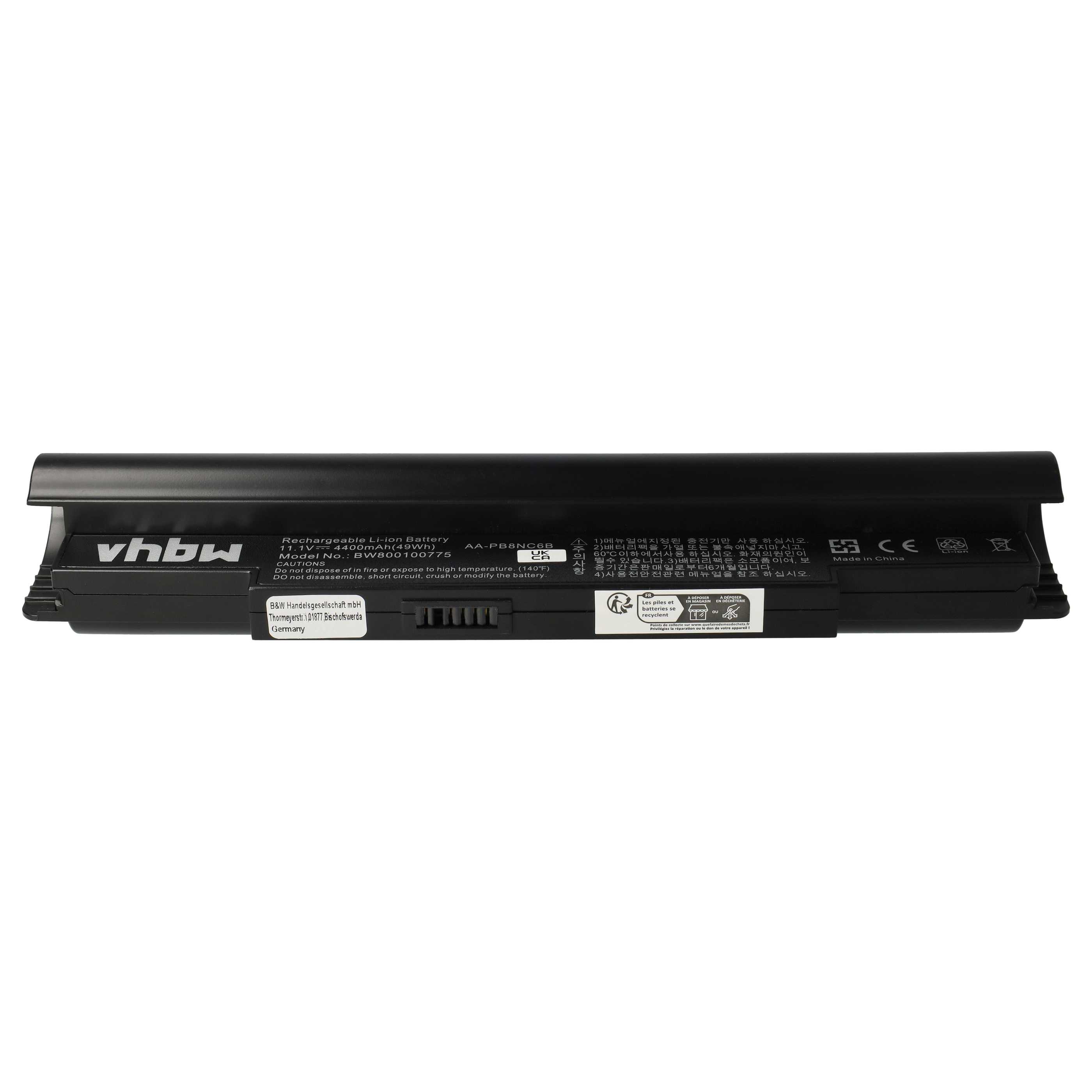 Notebook Battery Replacement for Samsung AA-PB8NC6B, , AA-PB8NC6M - 4400 mAh 11.1 V Li-Ion, black