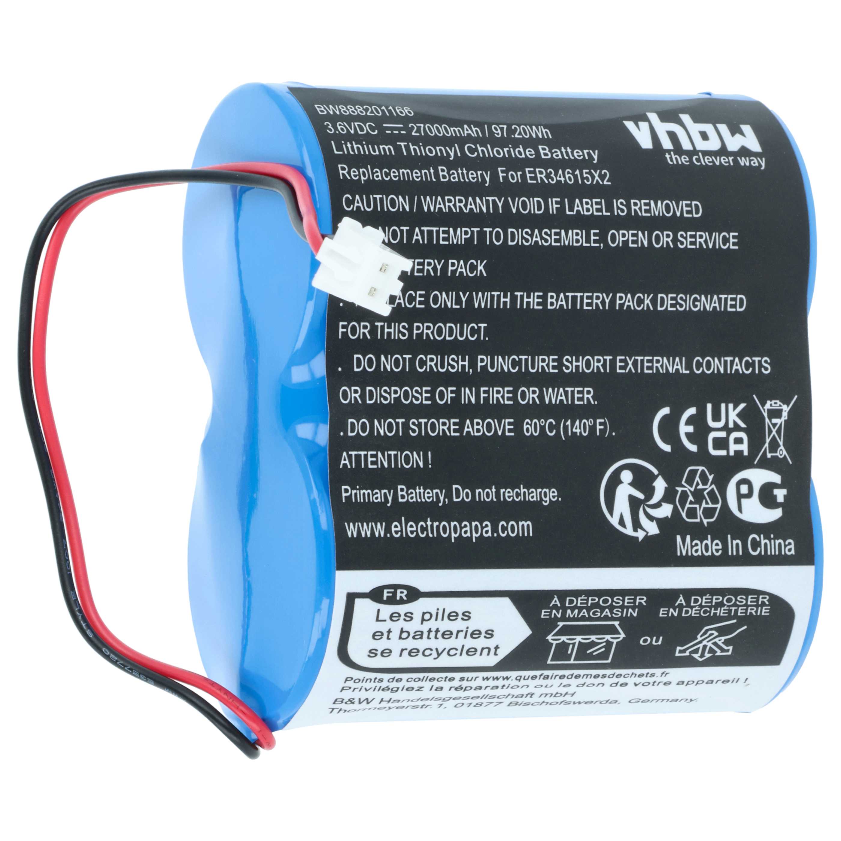Messtechnik-Batterie als Ersatz für Siemens E-1574 für Siemens - 27000mAh 3,6V Li-MnO2