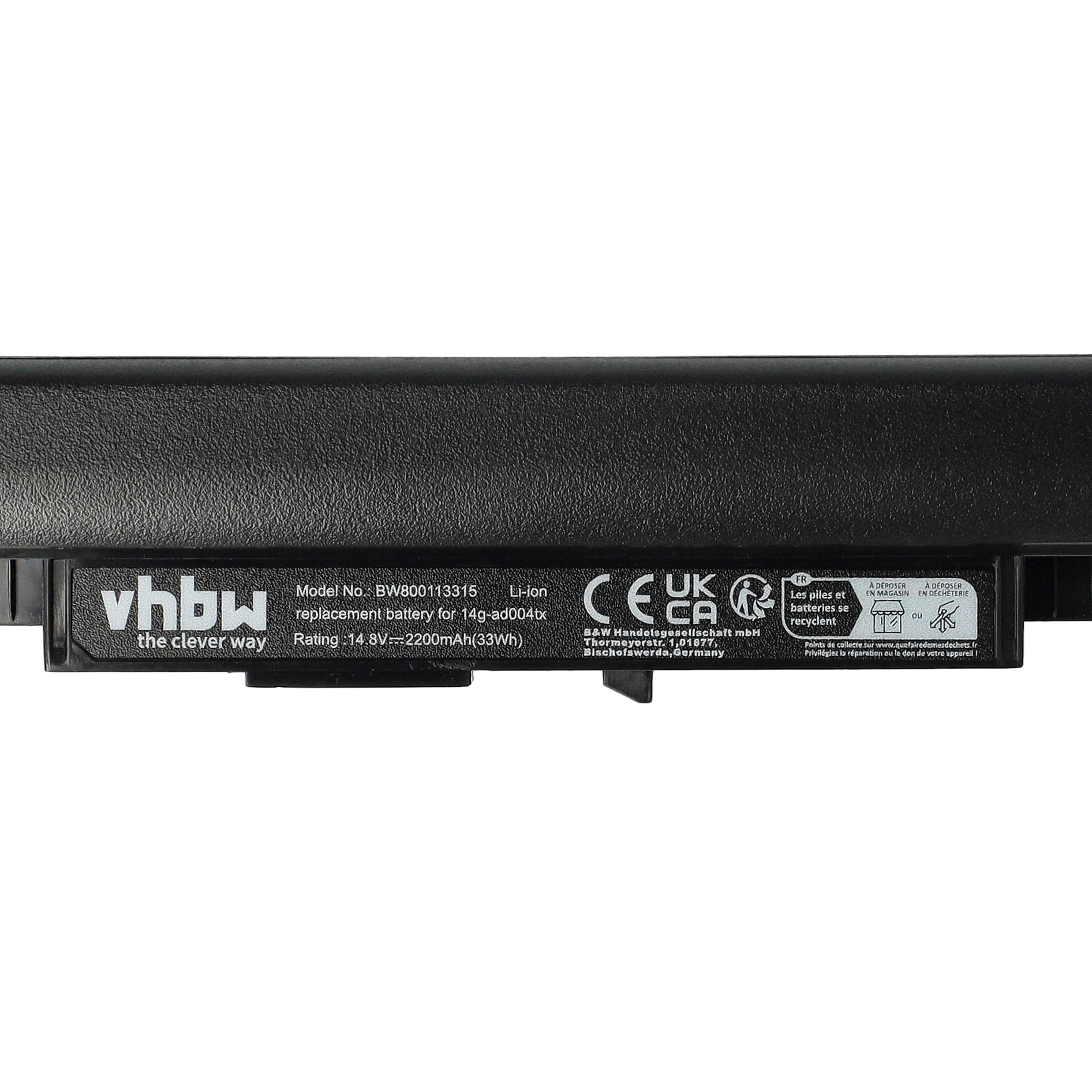 Notebook Battery Replacement for HP 807611-141, 807611-421, 807611-131 - 2200 mAh 14.8 V Li-Ion, black