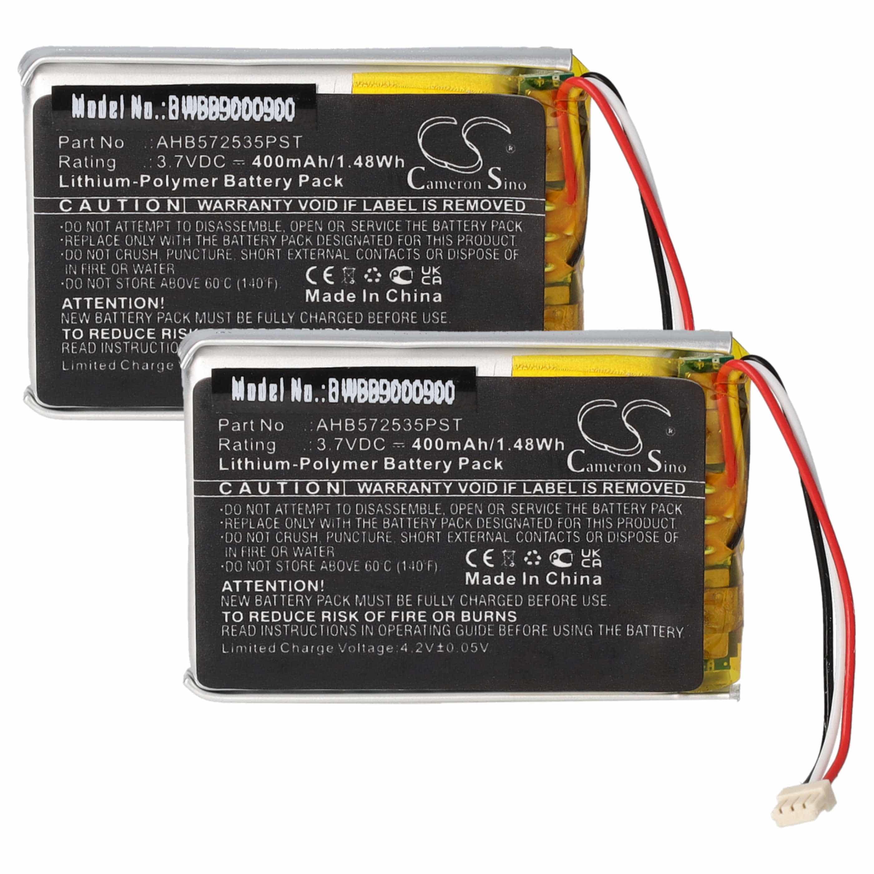 2x Akumulator do słuchawek bezprzewodowych zamiennik Jabra AHB572535PST - 400 mAh 3,7 V LiPo