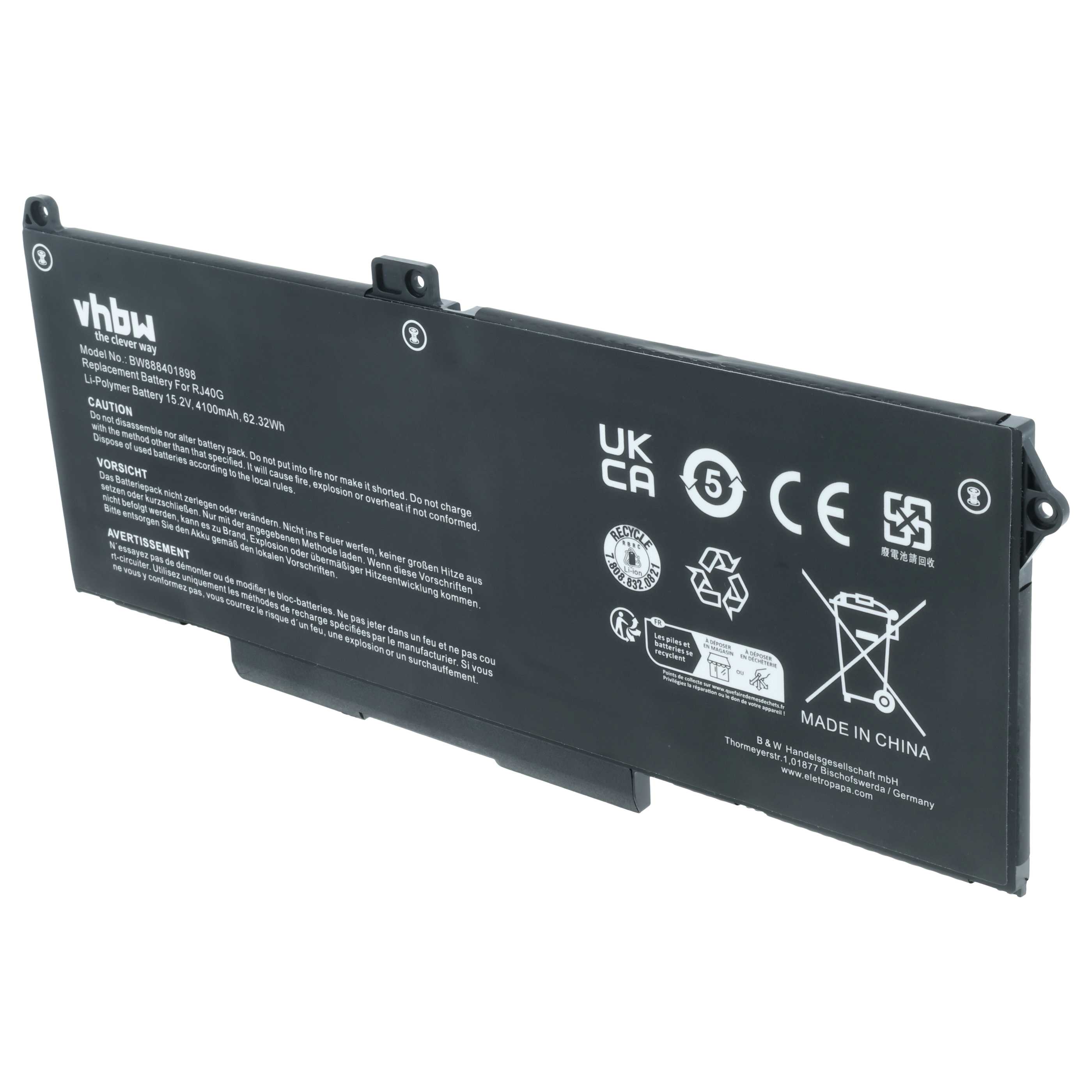 Akumulator do laptopa zamiennik Dell RJ40G, 075X16 - 4100 mAh 15,2 V LiPo, czarny