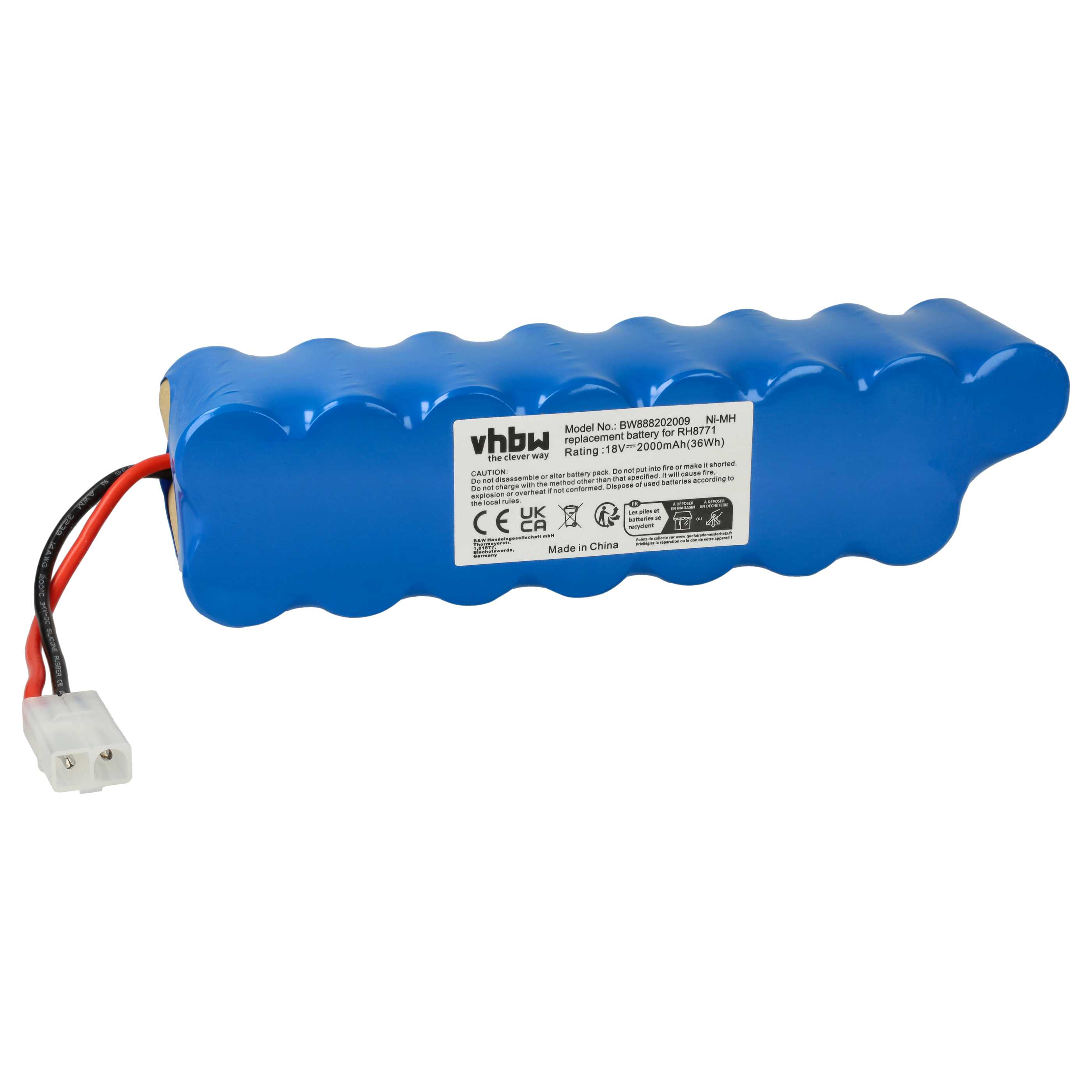 Battery replaces Rowenta RD-ROW18VA for Rowenta 2000mAh, 18V, NiMH