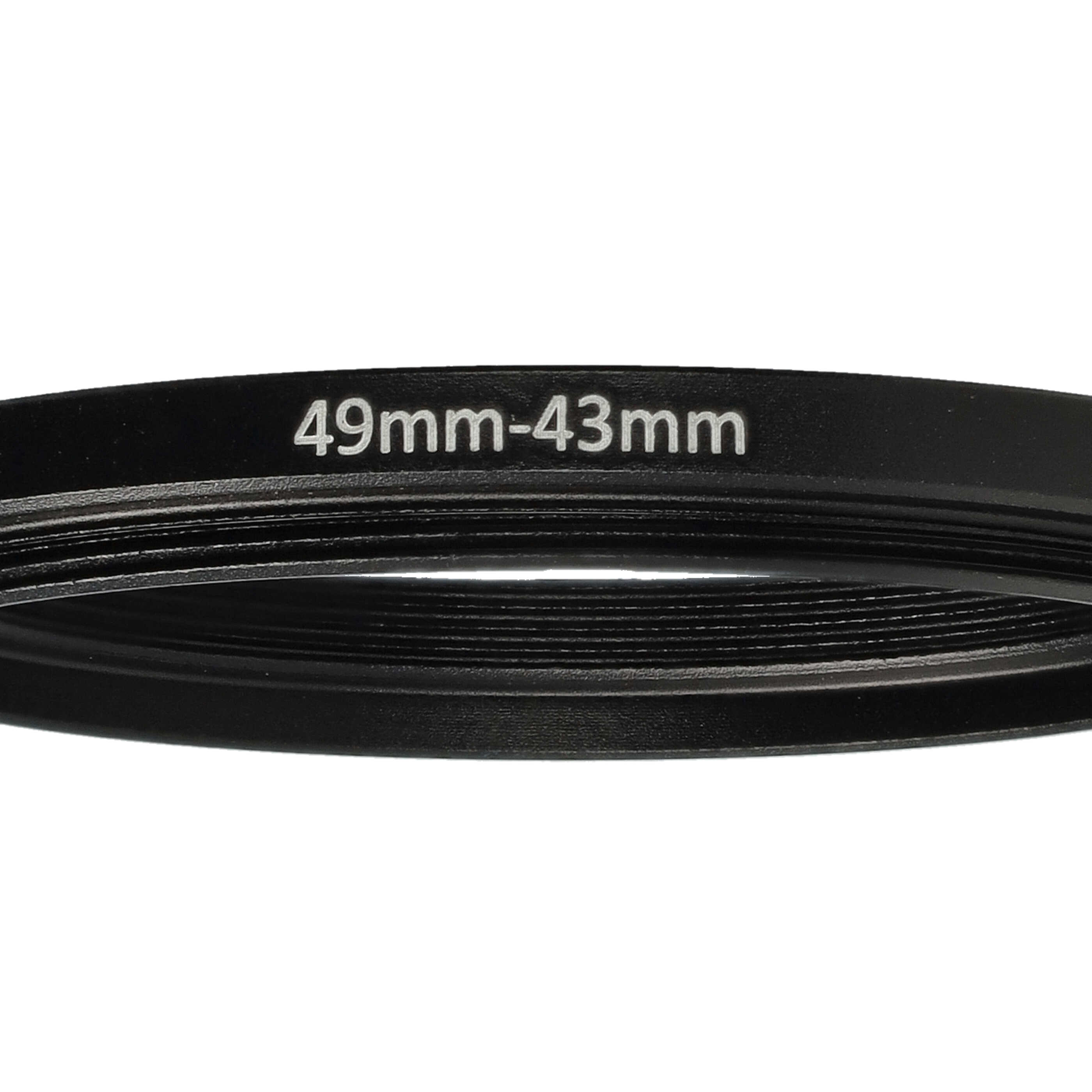 Redukcja filtrowa adapter Step-Down 49 mm - 43 mm pasująca do obiektywu - metal, czarny