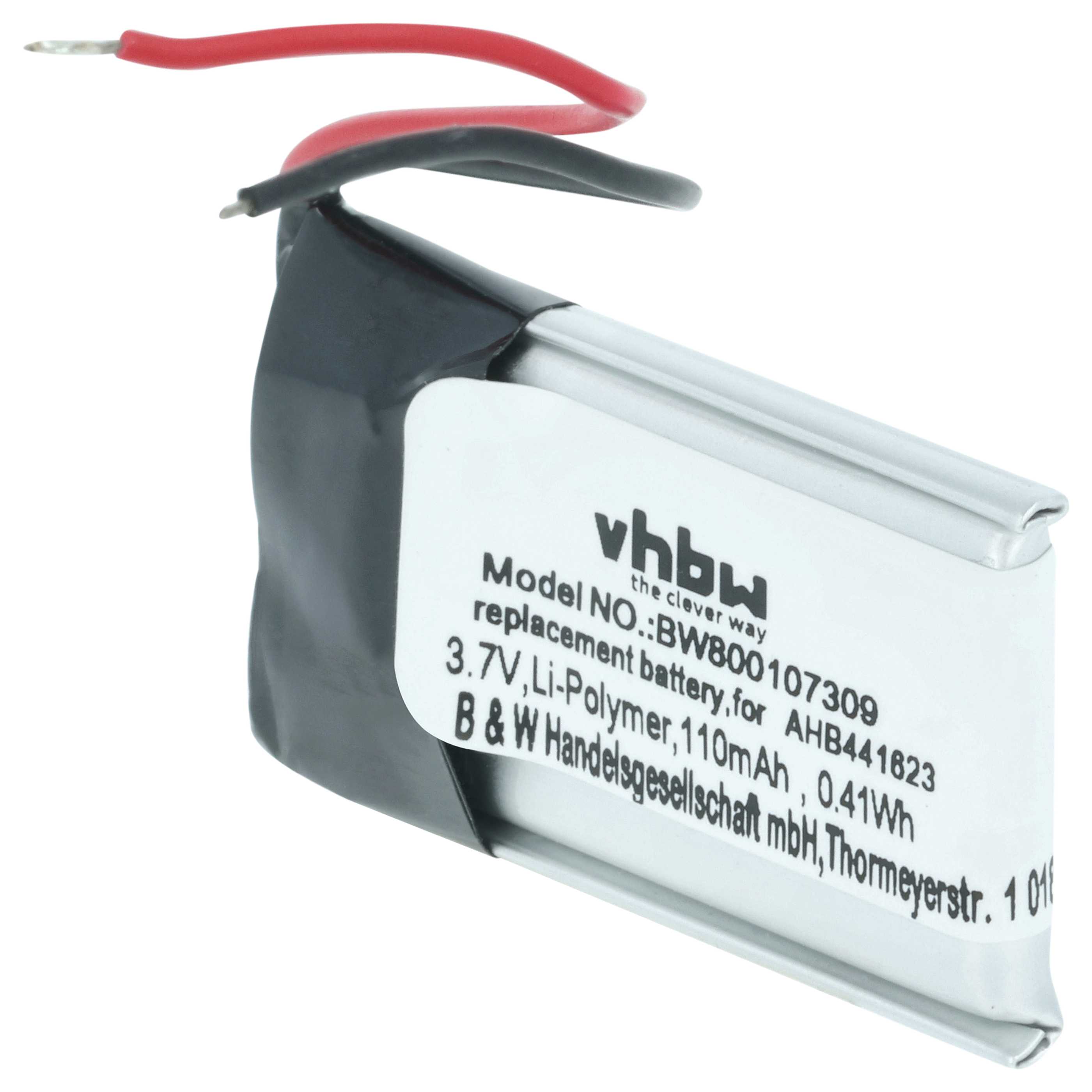 MP3-Player Battery replaces Sony 381424, AHB441623 - 110 mAh 3.7 V Li-polymer