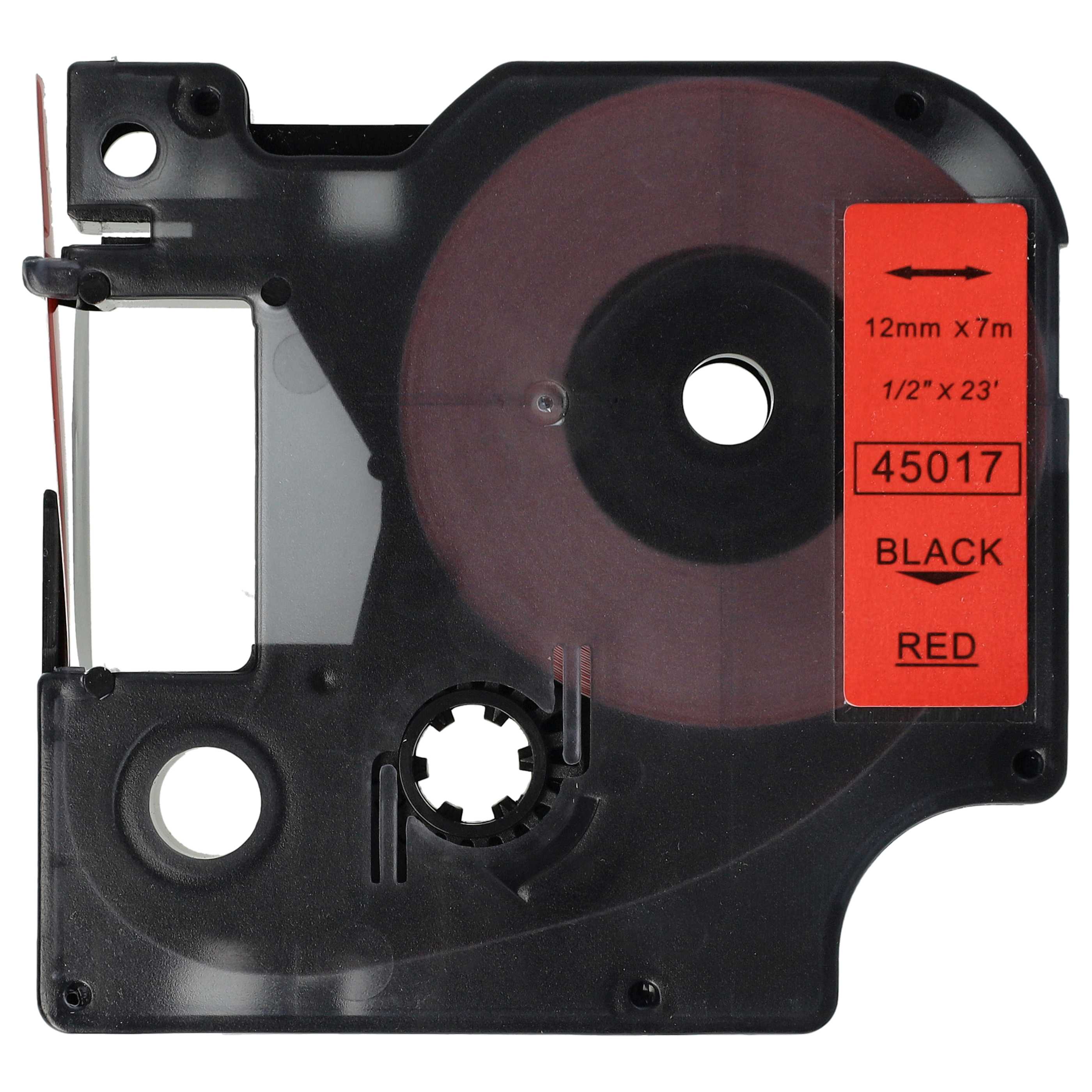 Label Tape replaces Dymo 45017, D1 - 12 mm Black to Red