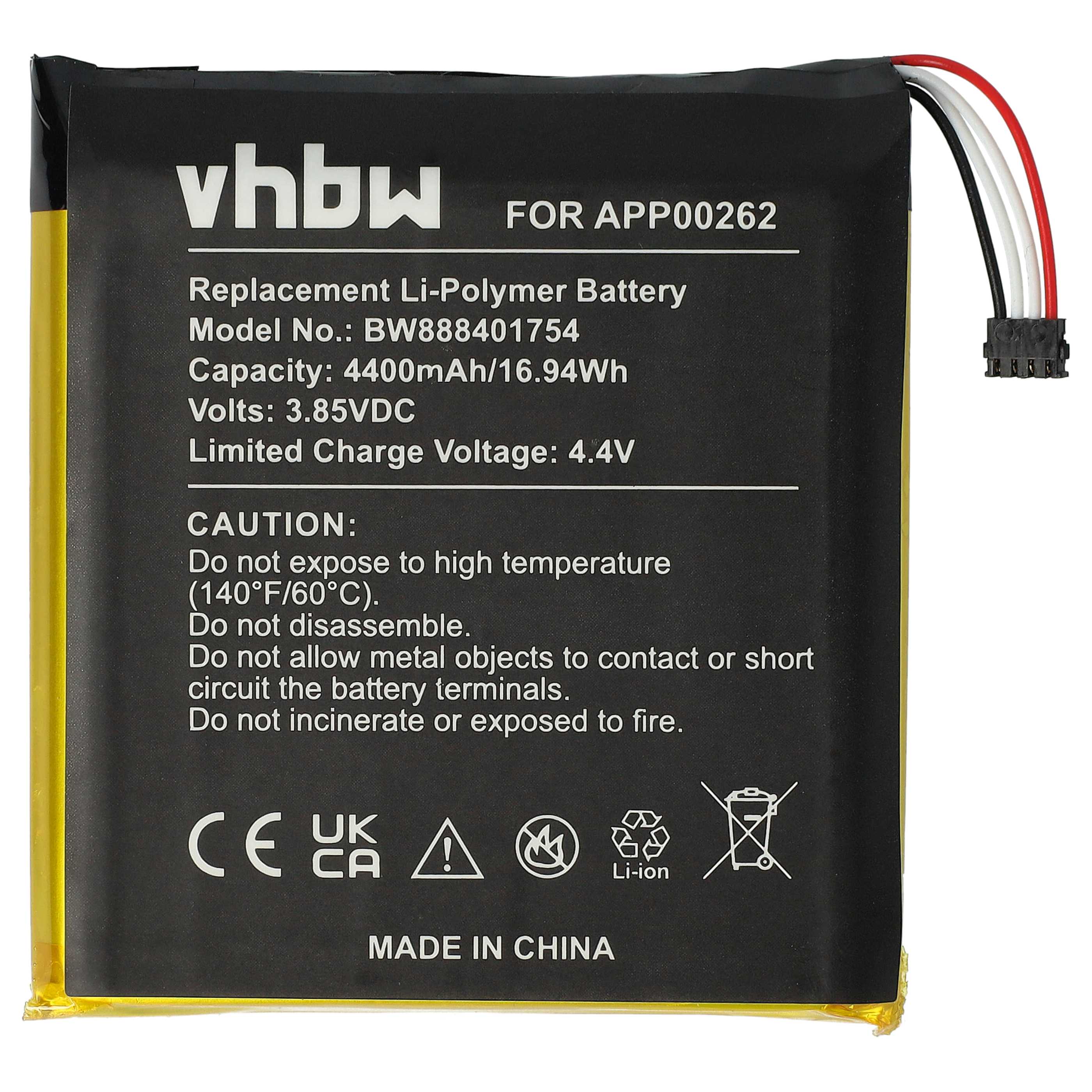 Mobile Phone Battery Replacement for Caterpillar APP00262, 1ICP8/59/66 - 4400 mAh 3.85 V Li-polymer