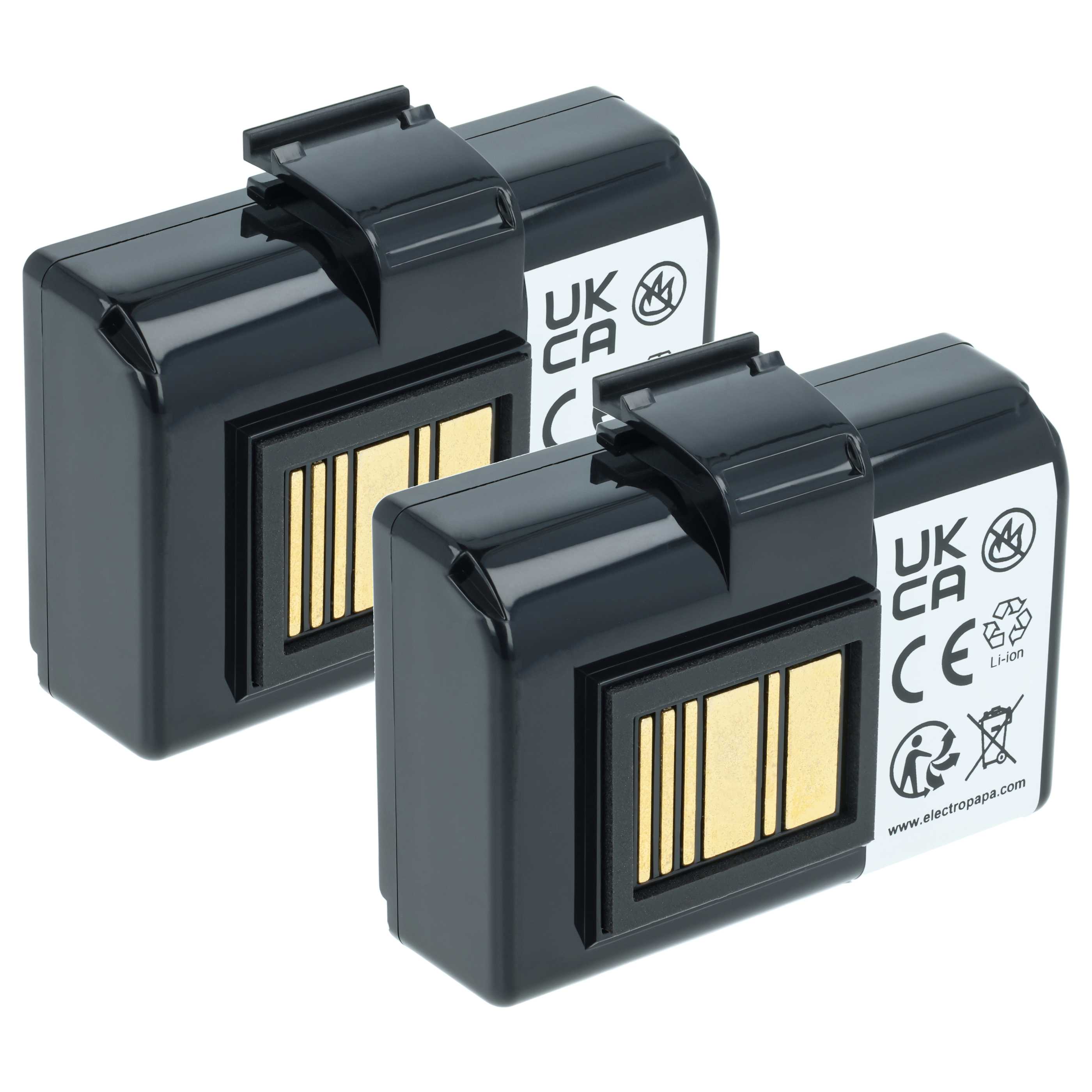 Printer 2x Battery replaces Zebra BTRY-MPP-34MAHC1-01, AT16004, BTRY-MPP-34MA1-01 - 3400 mAh 7.4 V Li-Ion