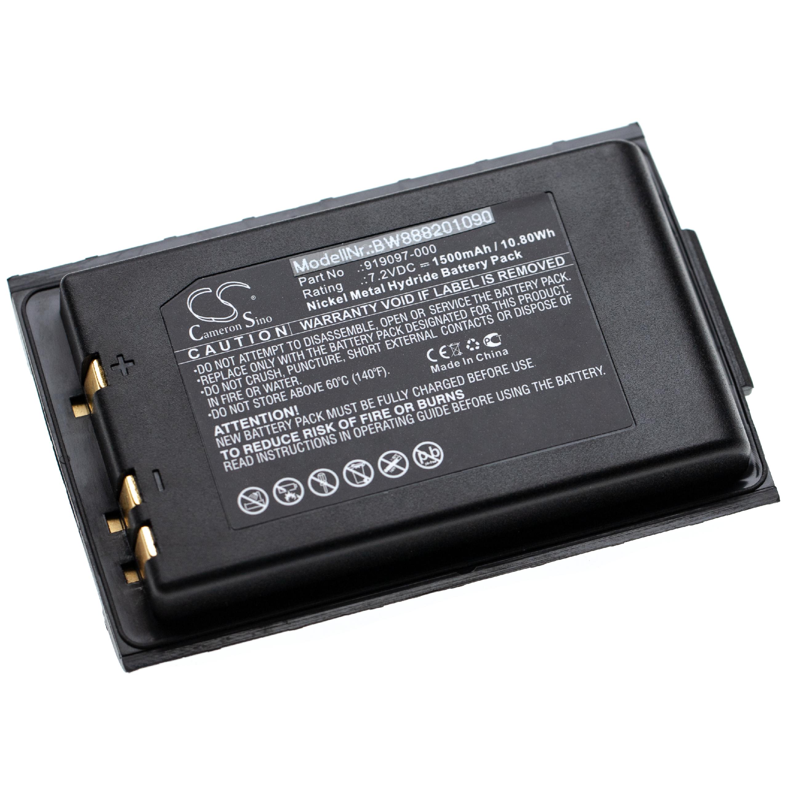 Batterie remplace Akerstroms 919097-000 pour télécomande industrielle - 1500mAh 7,2V NiMH