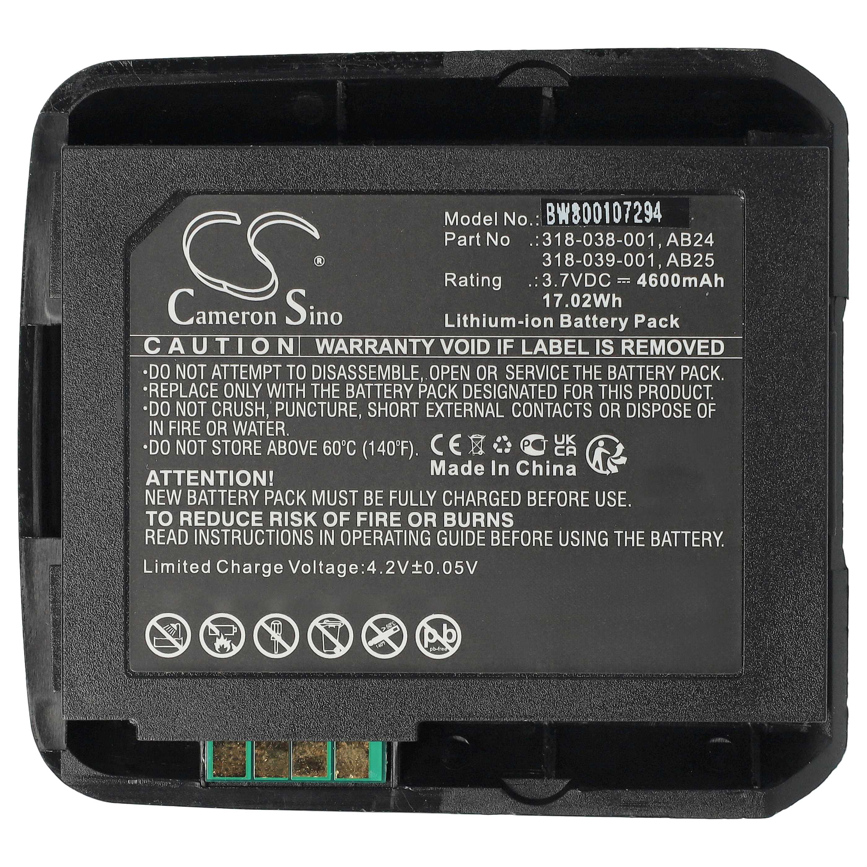 5x Batteries remplace Intermec 1015AB02, 318-038-001 pour scanner de code-barre Intermec - 4600mAh 3,7V