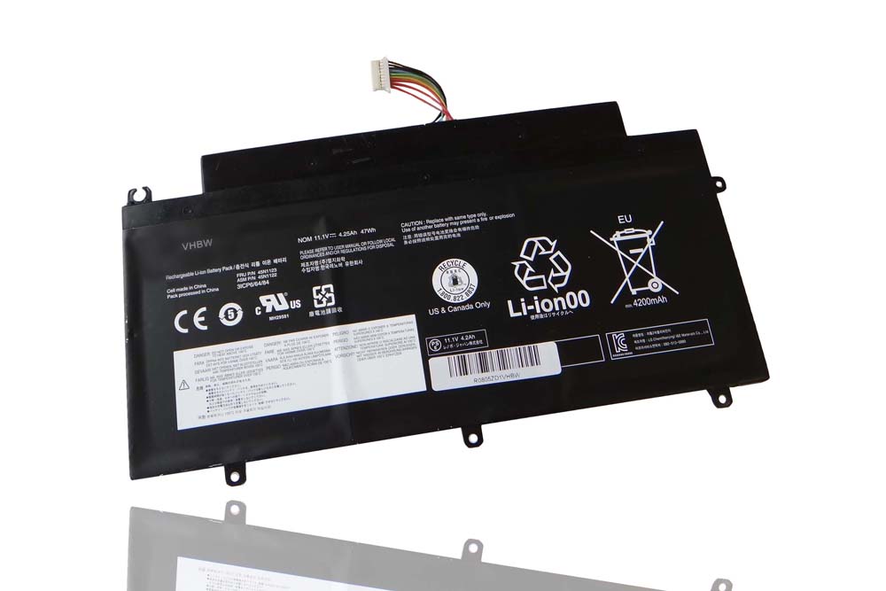 Batteria sostituisce Lenovo 45N1120, 45N1122, 45N1123, 45N1121 per notebook Lenovo - 4250mAh 11,1V Li-Ion nero
